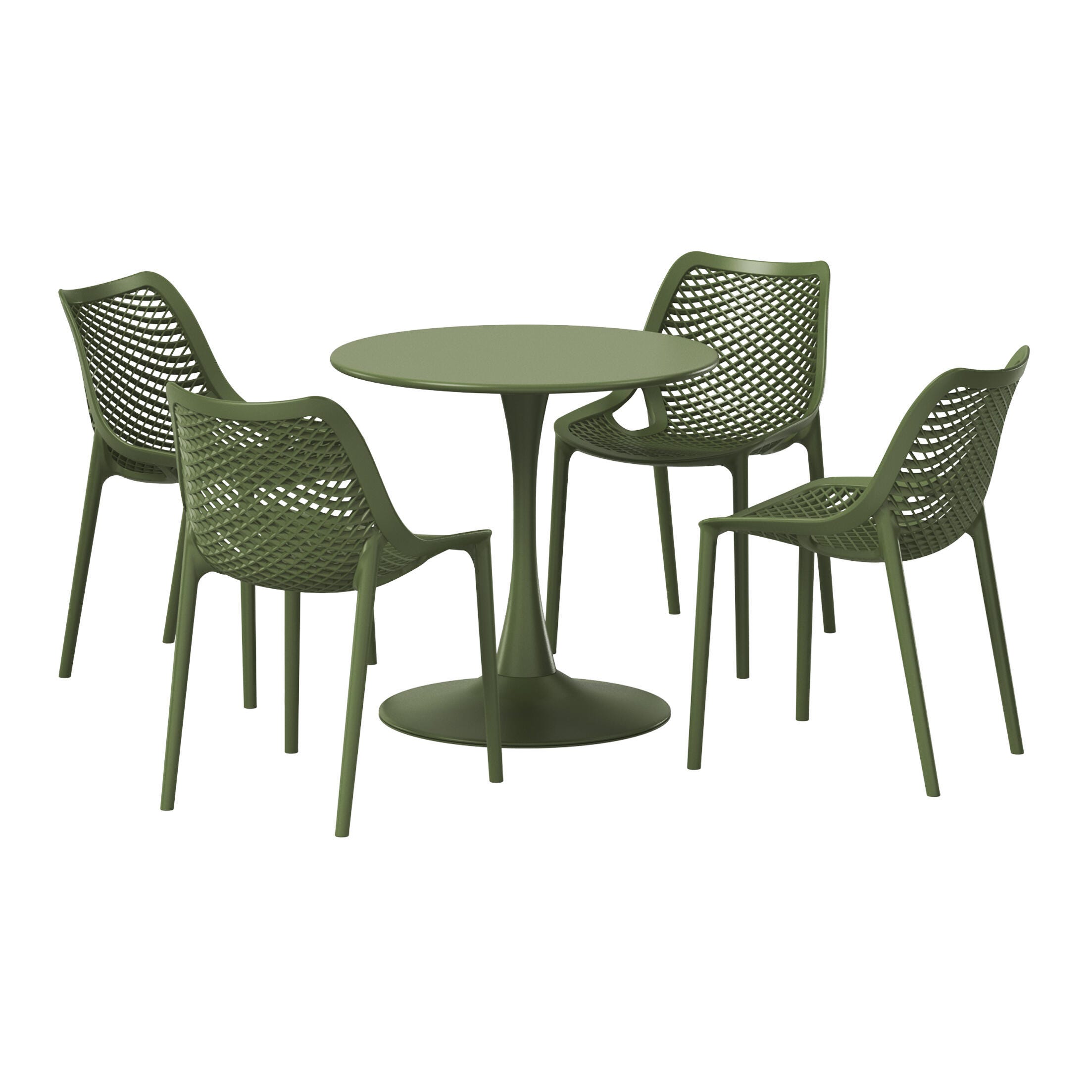 Westin Furniture Rhode Outdoor Dining Table and 4 Chairs, Olive Green, large