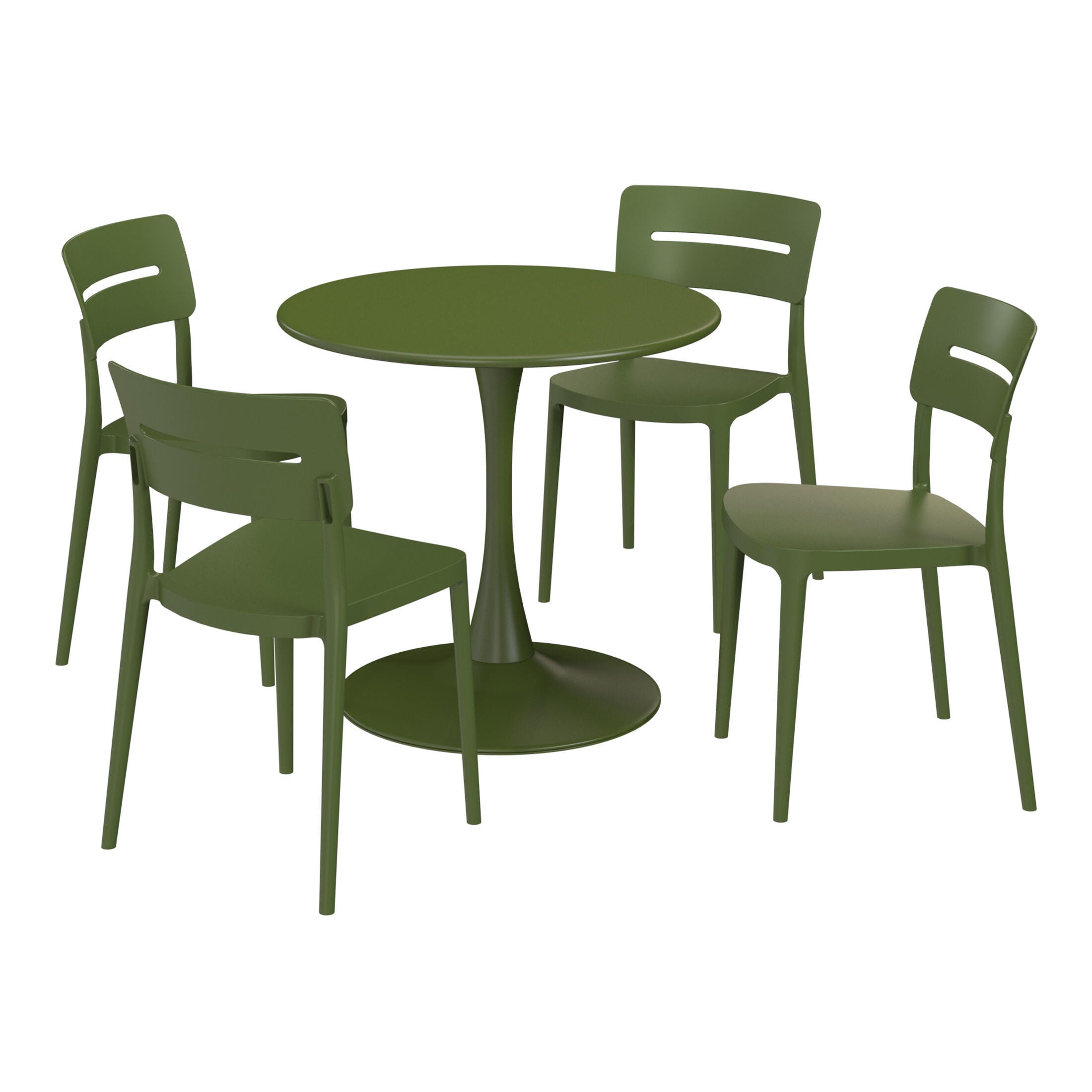 Westin Furniture Meadow Solid Outdoor Dining Table and 4 Chairs, Olive Green, large