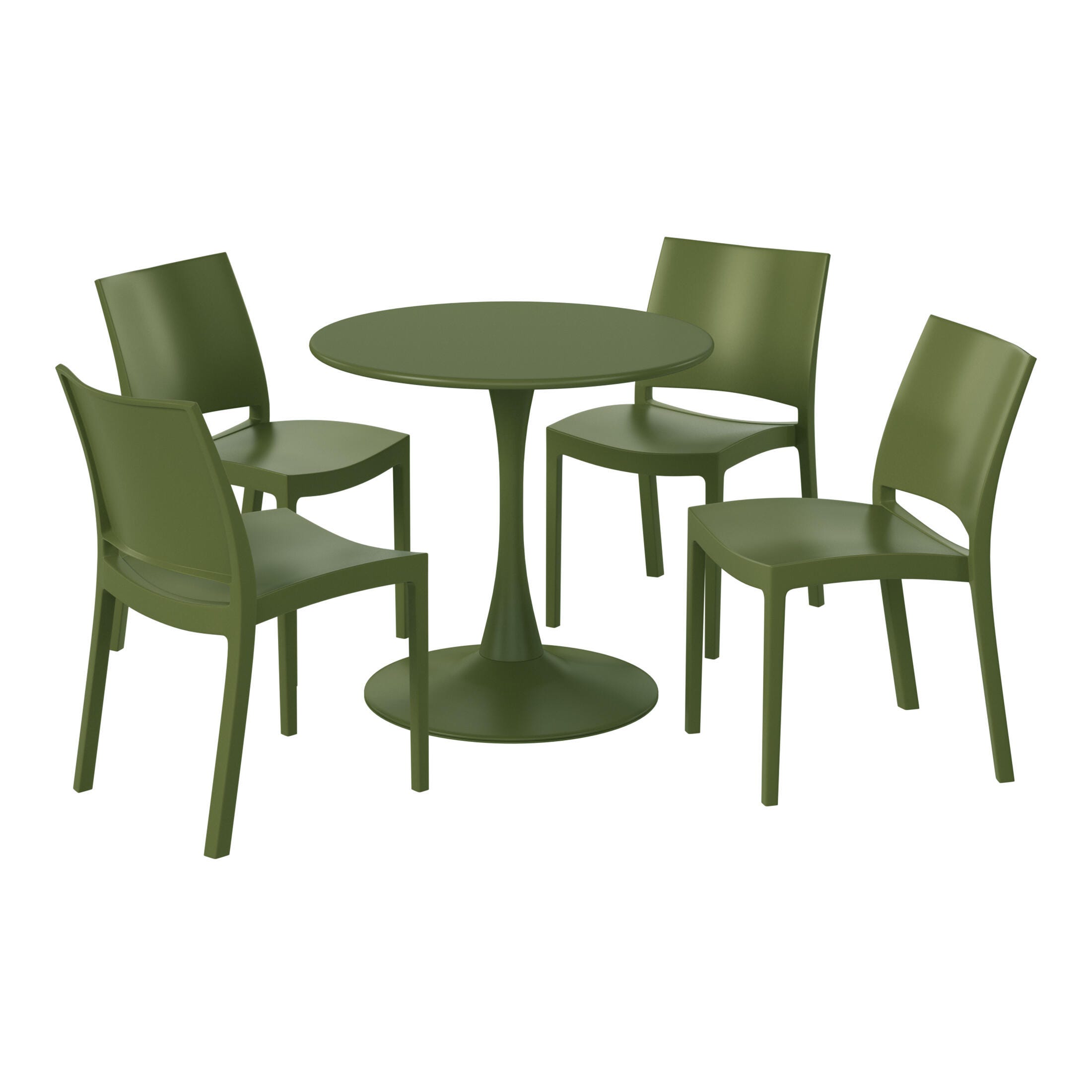 Westin Furniture Marbella Outdoor Dining Table and 4 Chairs, Olive Green, large