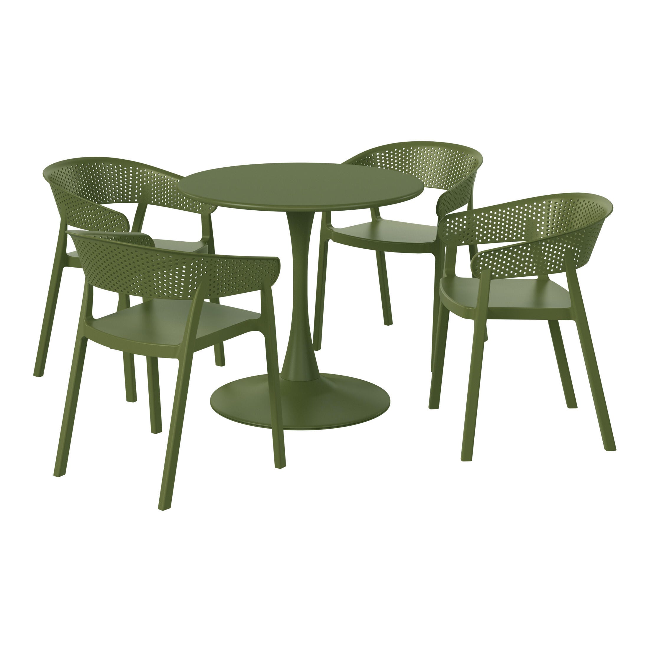 Westin Furniture Cove Solid Outdoor Dining Table and 4 Chairs, Olive Green, large