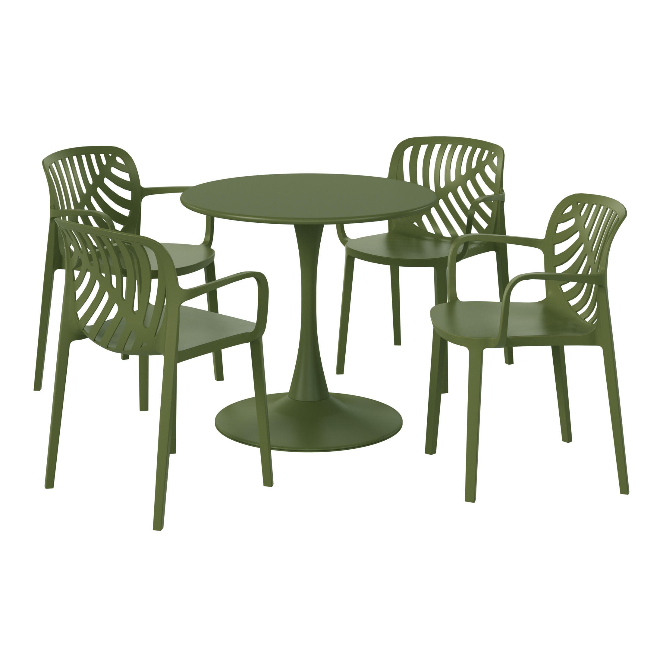 Westin Furniture Haven Solid Outdoor Dining Table and 4 Chairs, Olive Green, large