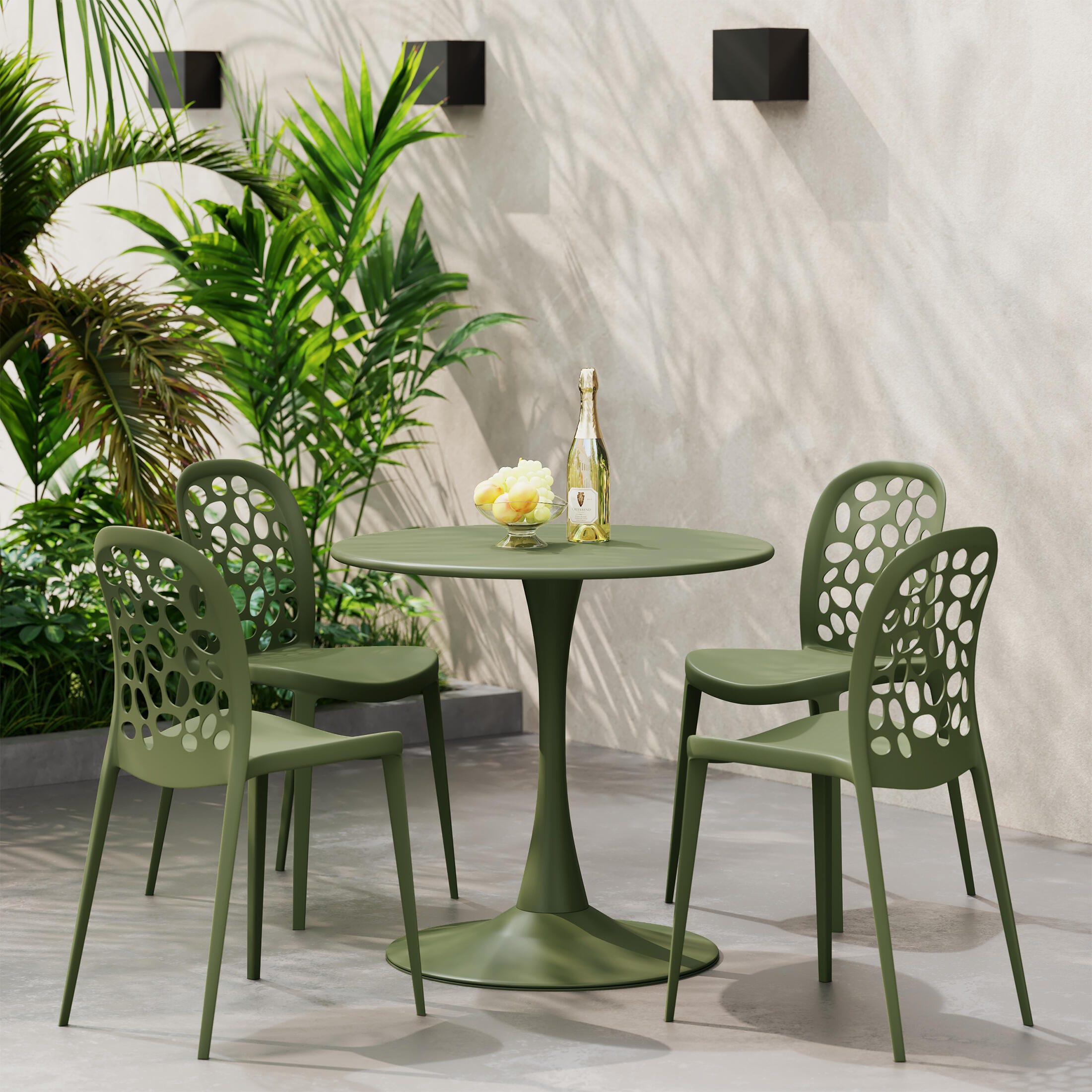 Westin Furniture Vivienne Outdoor Dining Table and 4 Chairs, Olive Green, rollover