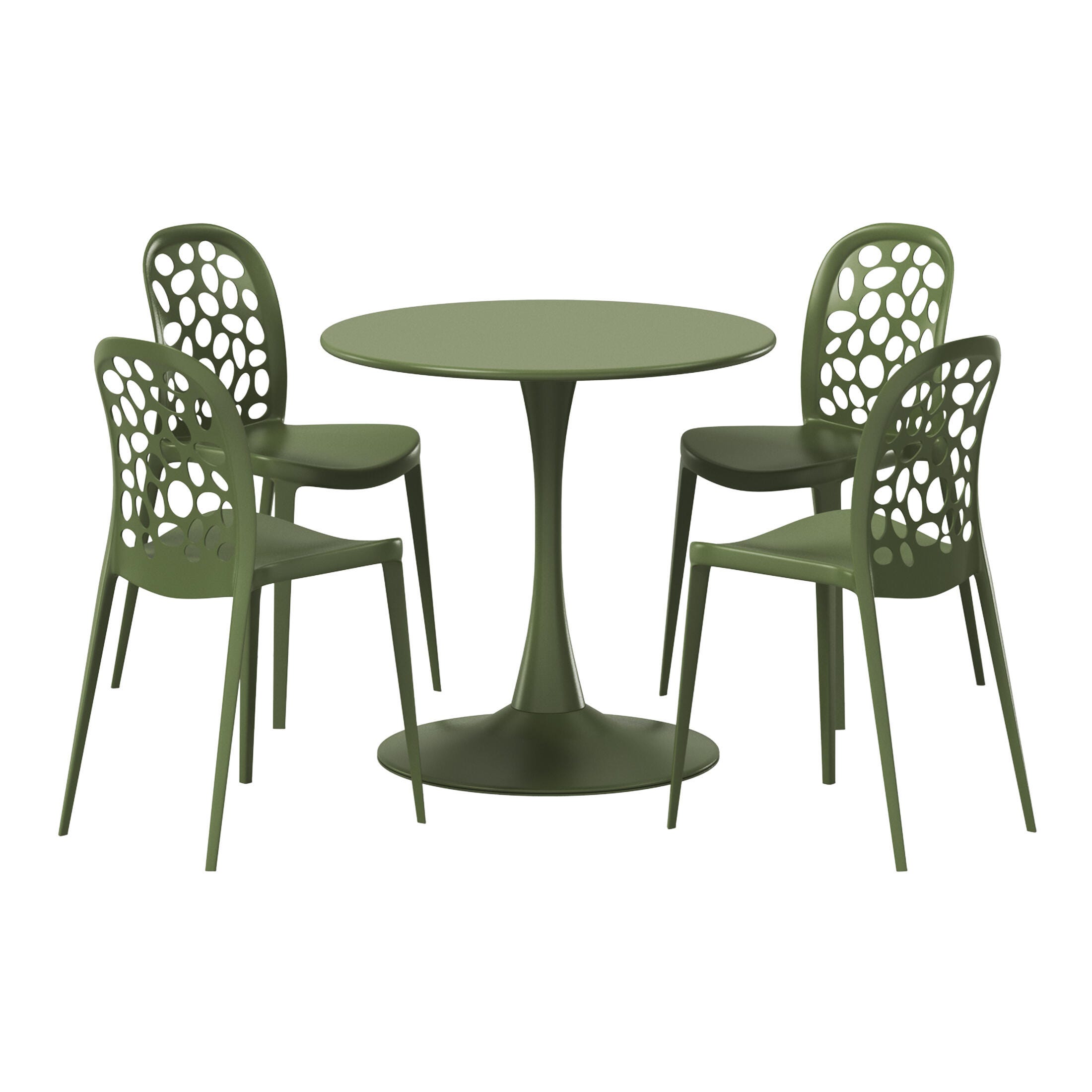 Westin Furniture Vivienne Outdoor Dining Table and 4 Chairs, Olive Green, large