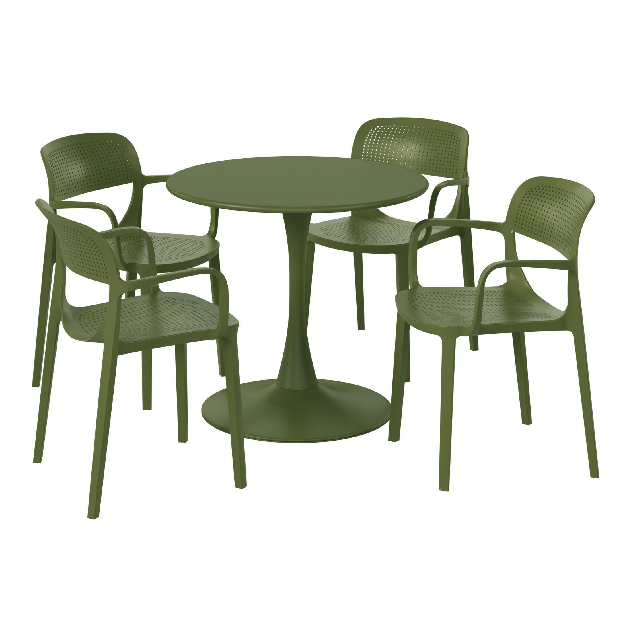Westin Furniture Azure Outdoor Dining Table and 4 Chairs, Olive Green, large