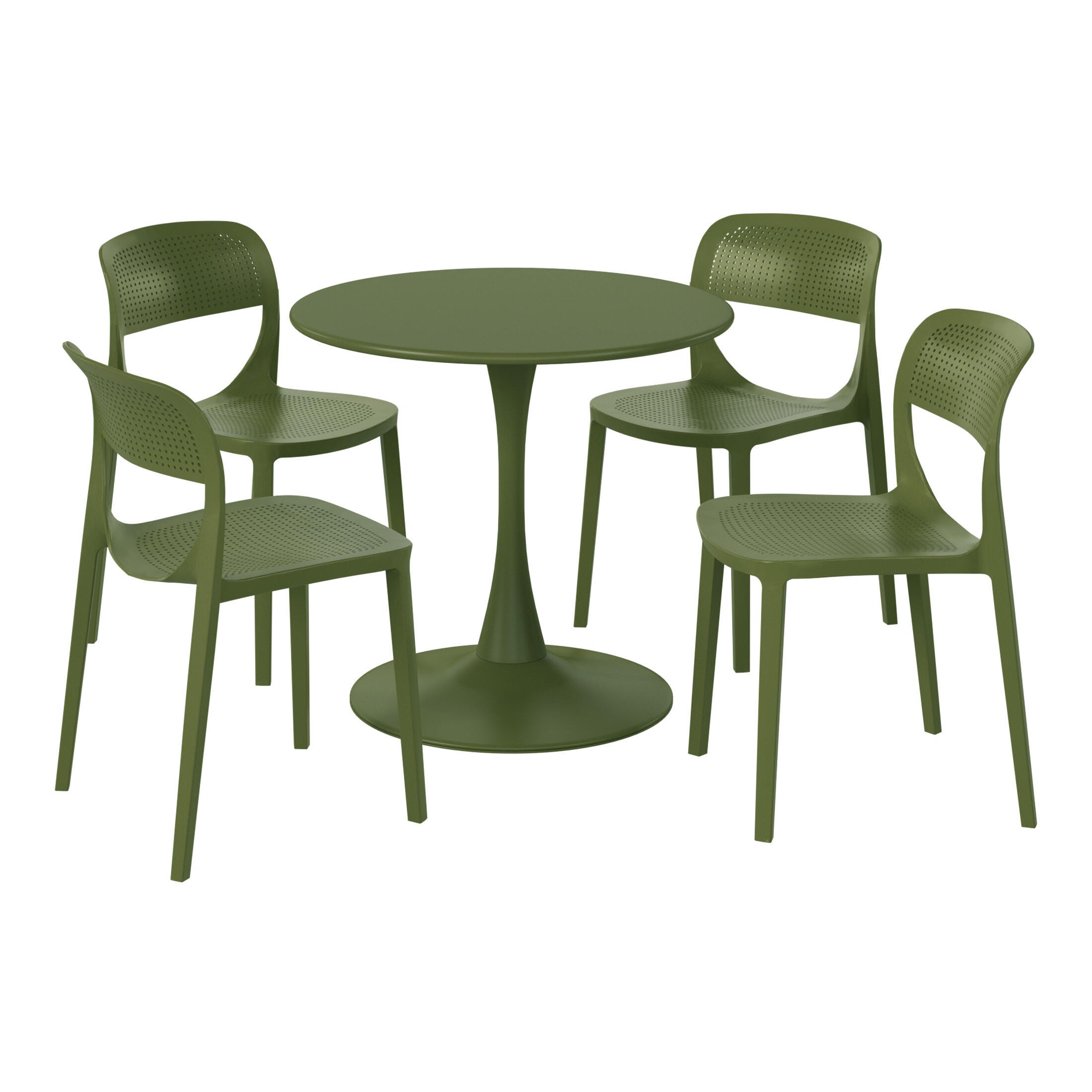 Westin Furniture Valencia Outdoor Dining Table and 4 Chairs, Olive Green, large