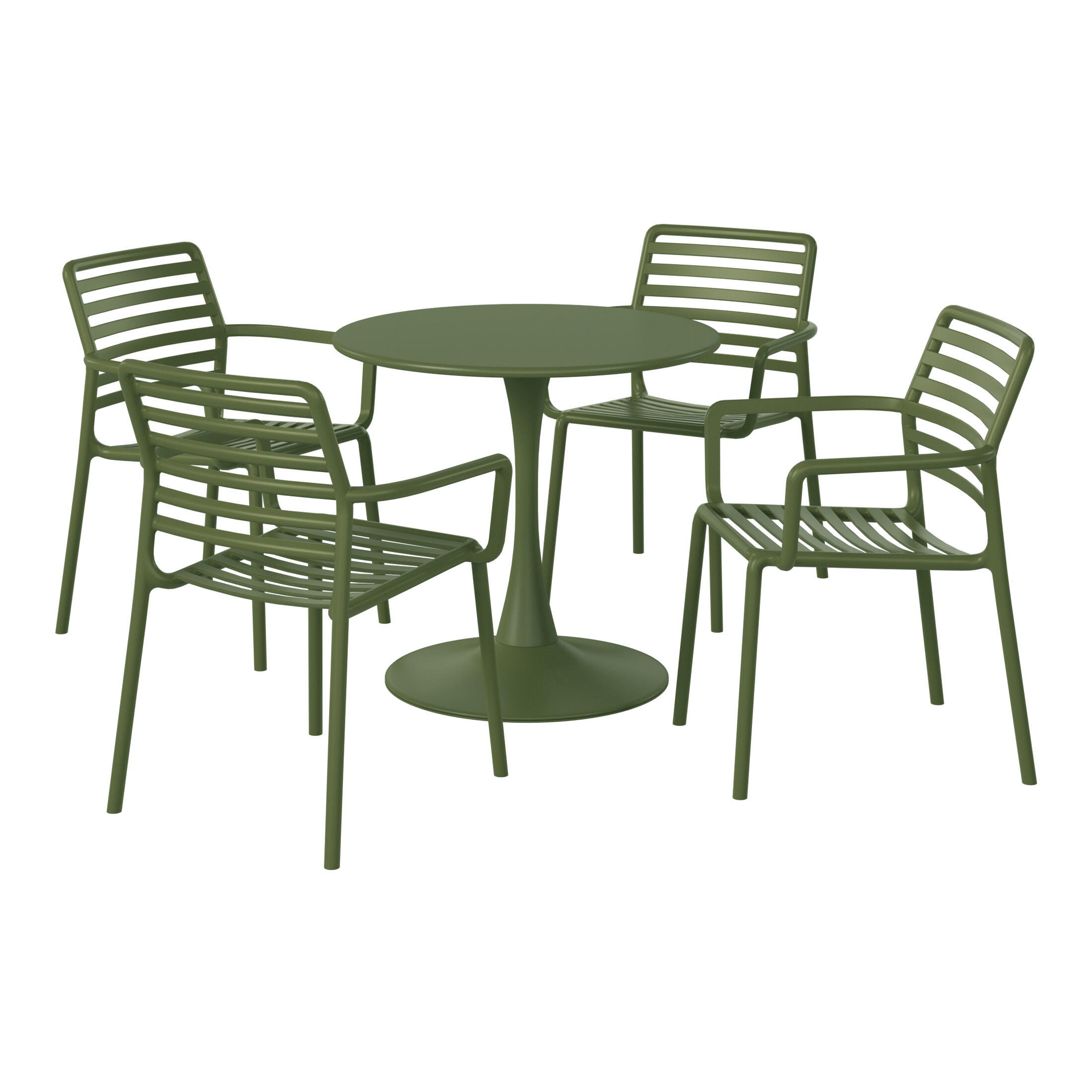 Westin Furniture Sol Outdoor Dining Table and 4 Chairs, Olive Green, large