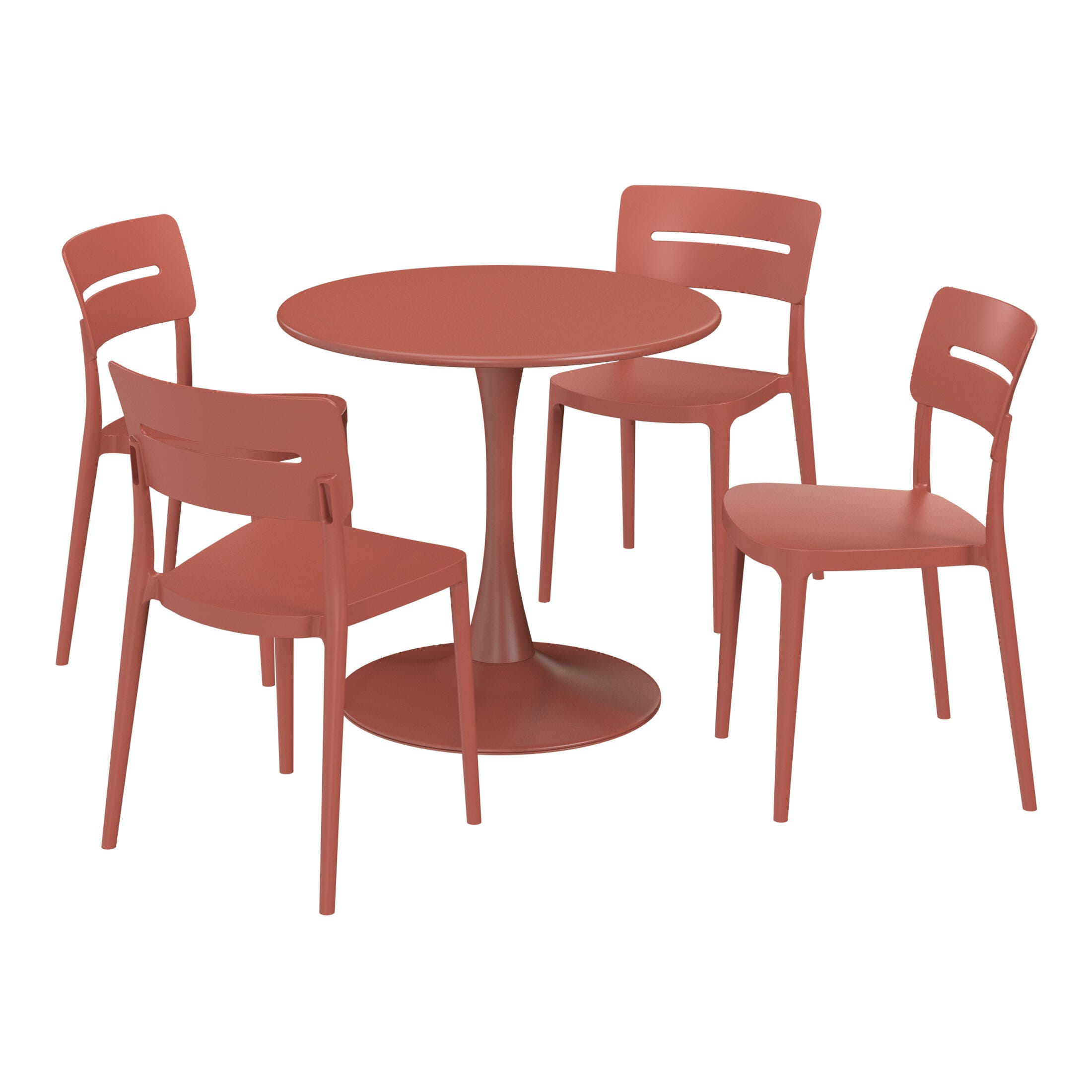 Westin Furniture Meadow Solid Outdoor Dining Table and 4 Chairs, Red, large