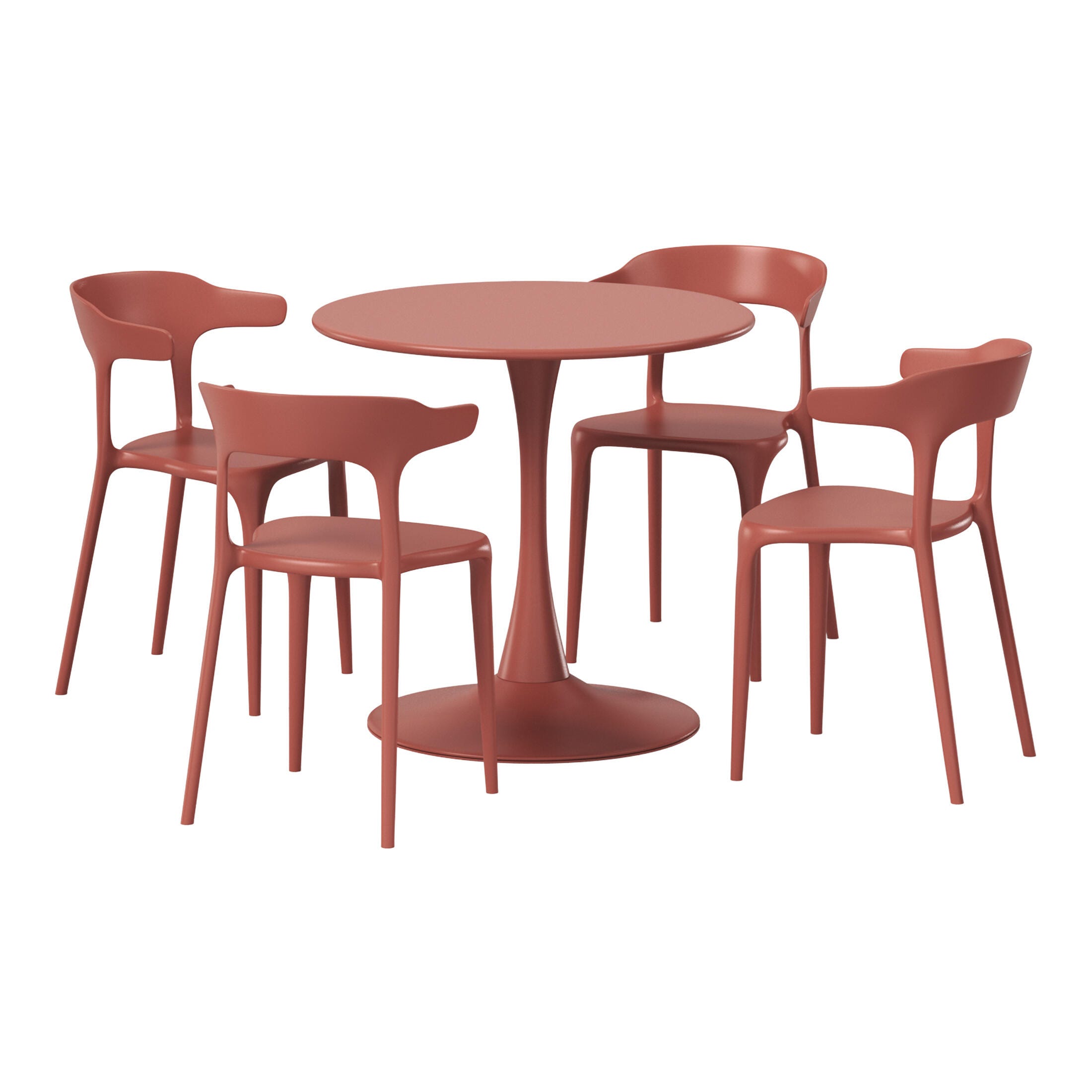 Westin Furniture Marina Outdoor Dining Table and 4 Chairs, Red, large