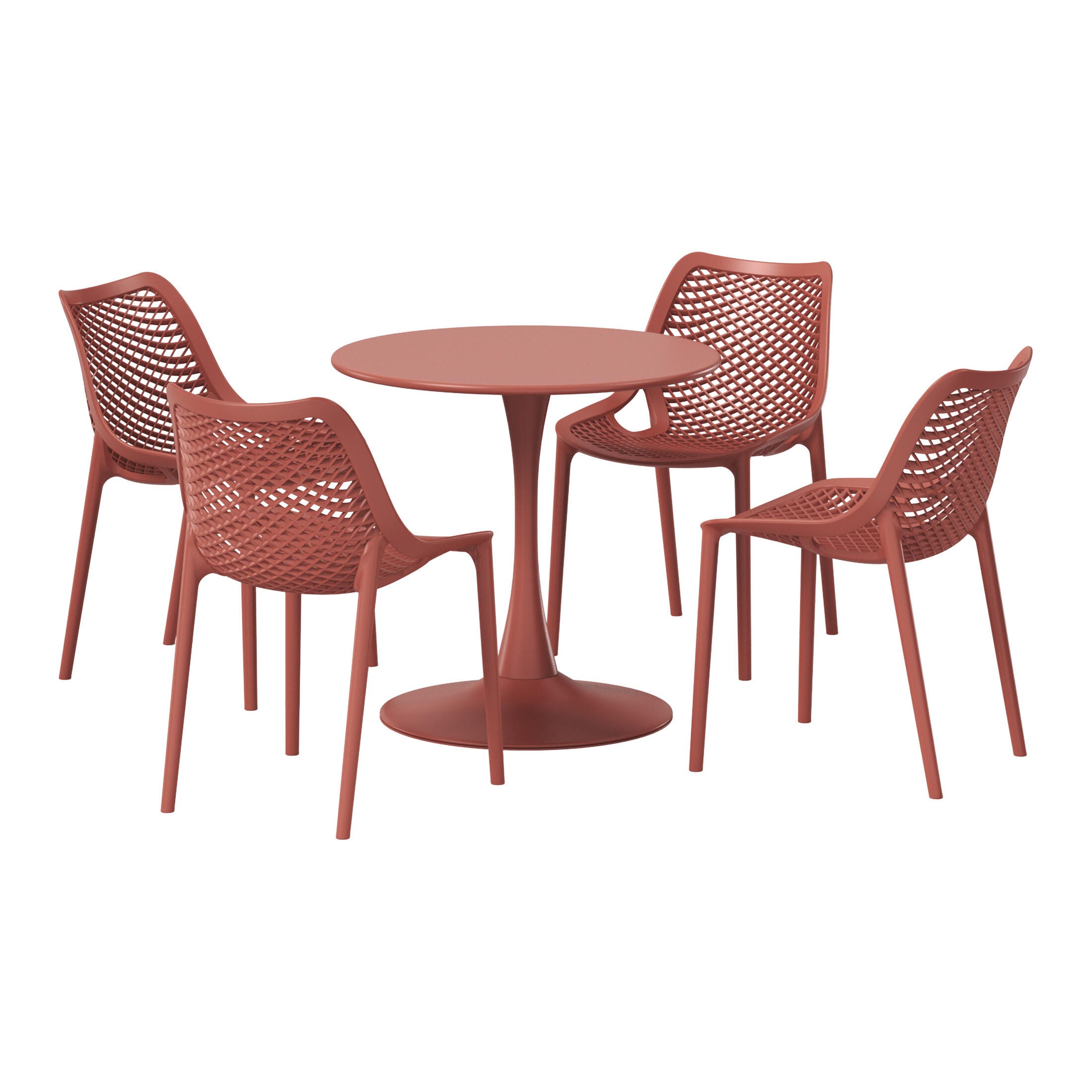 Westin Furniture Rhode Outdoor Dining Table and 4 Chairs, Red, large