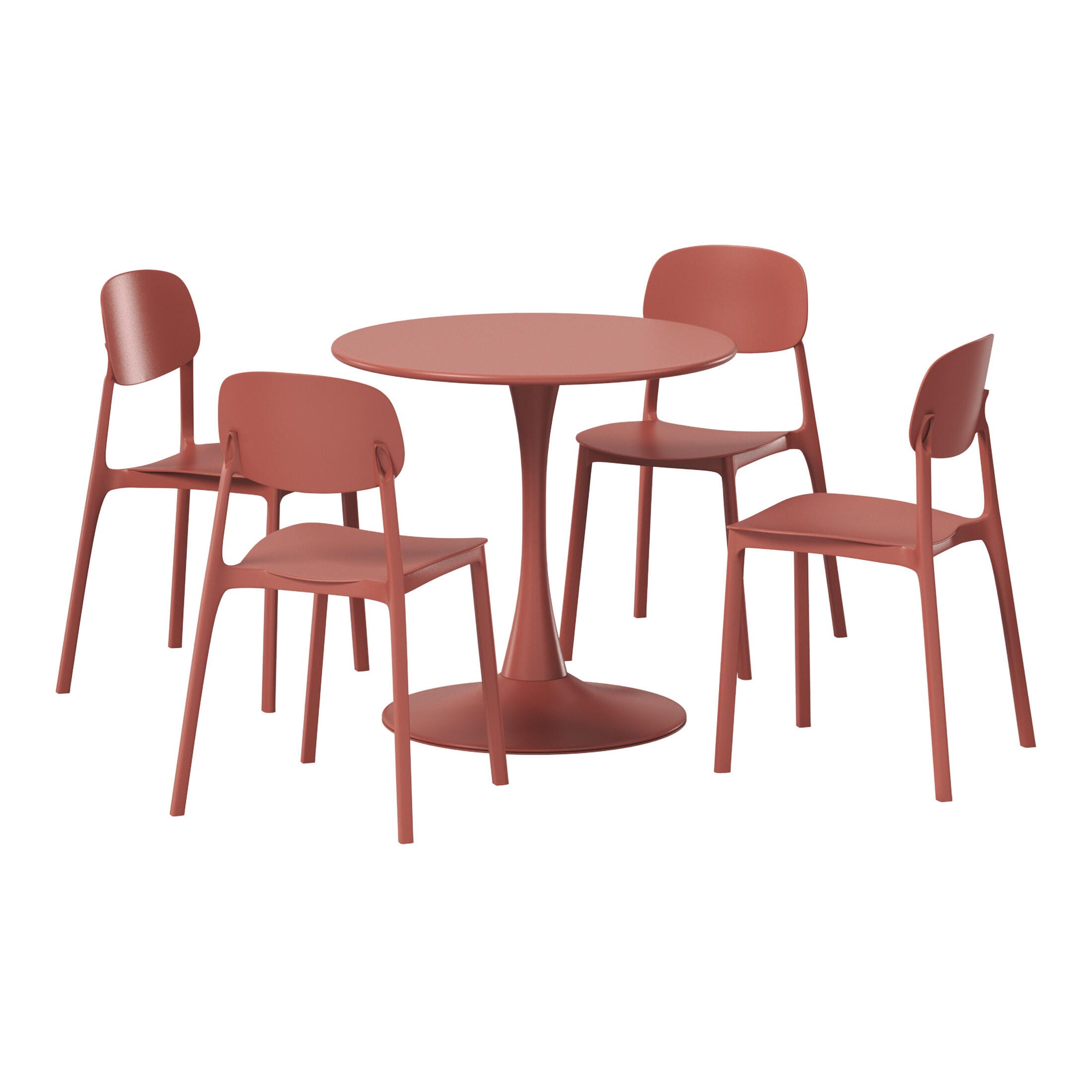 Westin Furniture Sterling Outdoor Dining Table and 4 Chairs, Red, large