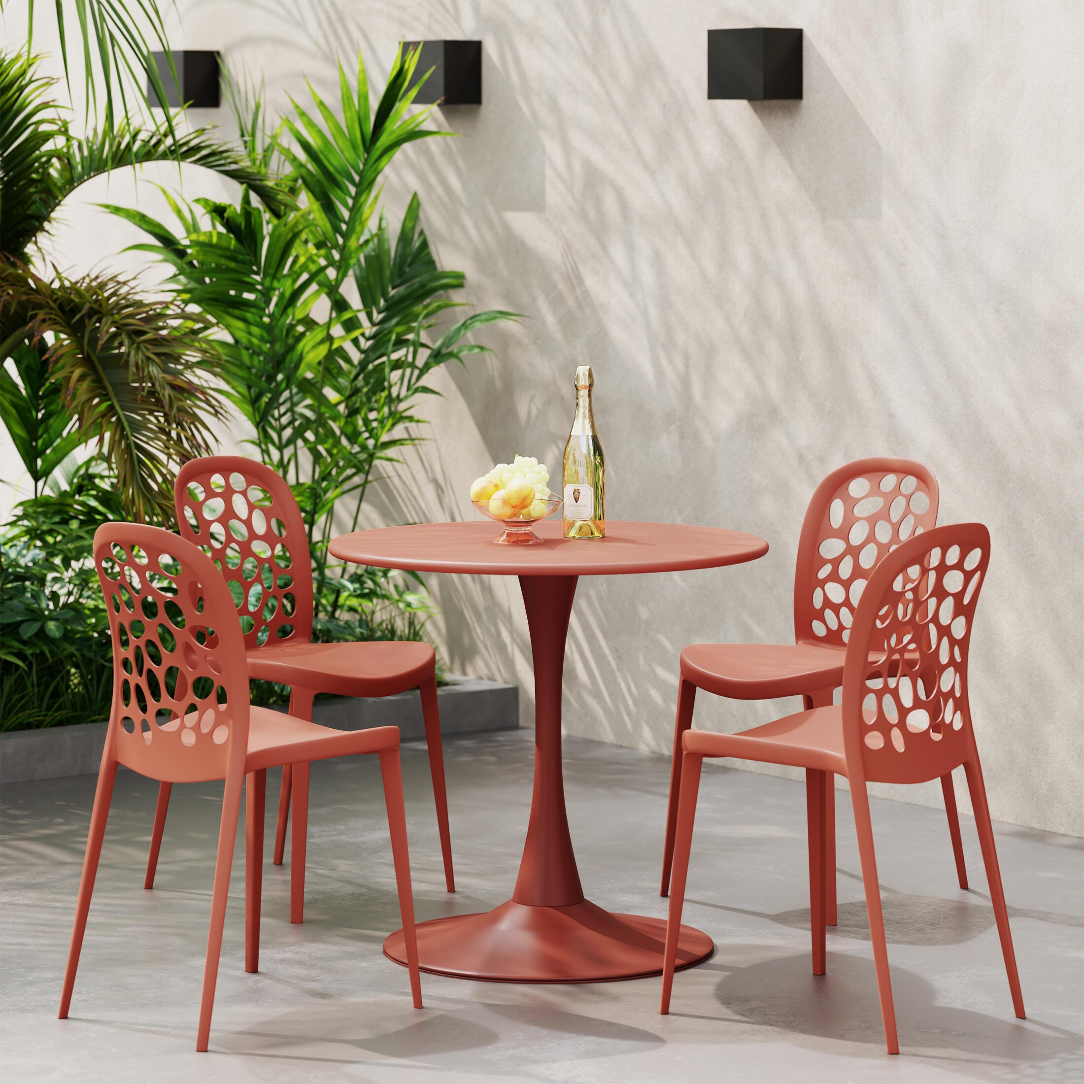 Westin Furniture Vivienne Outdoor Dining Table and 4 Chairs, Red, rollover
