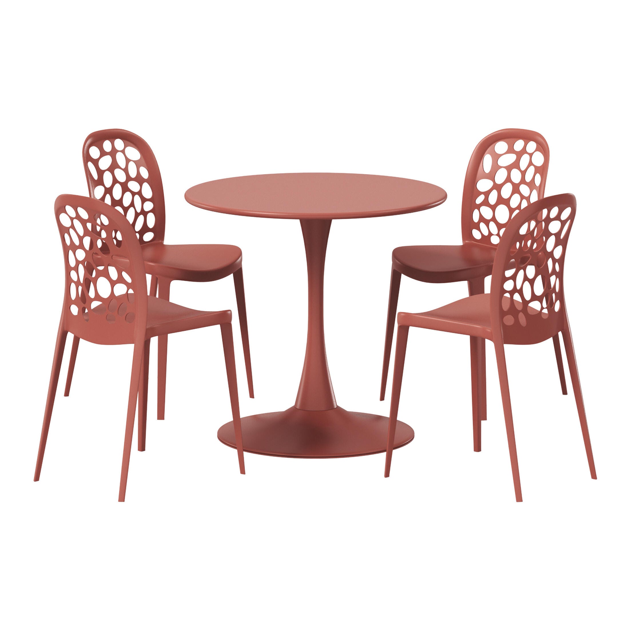 Westin Furniture Vivienne Outdoor Dining Table and 4 Chairs, Red, large