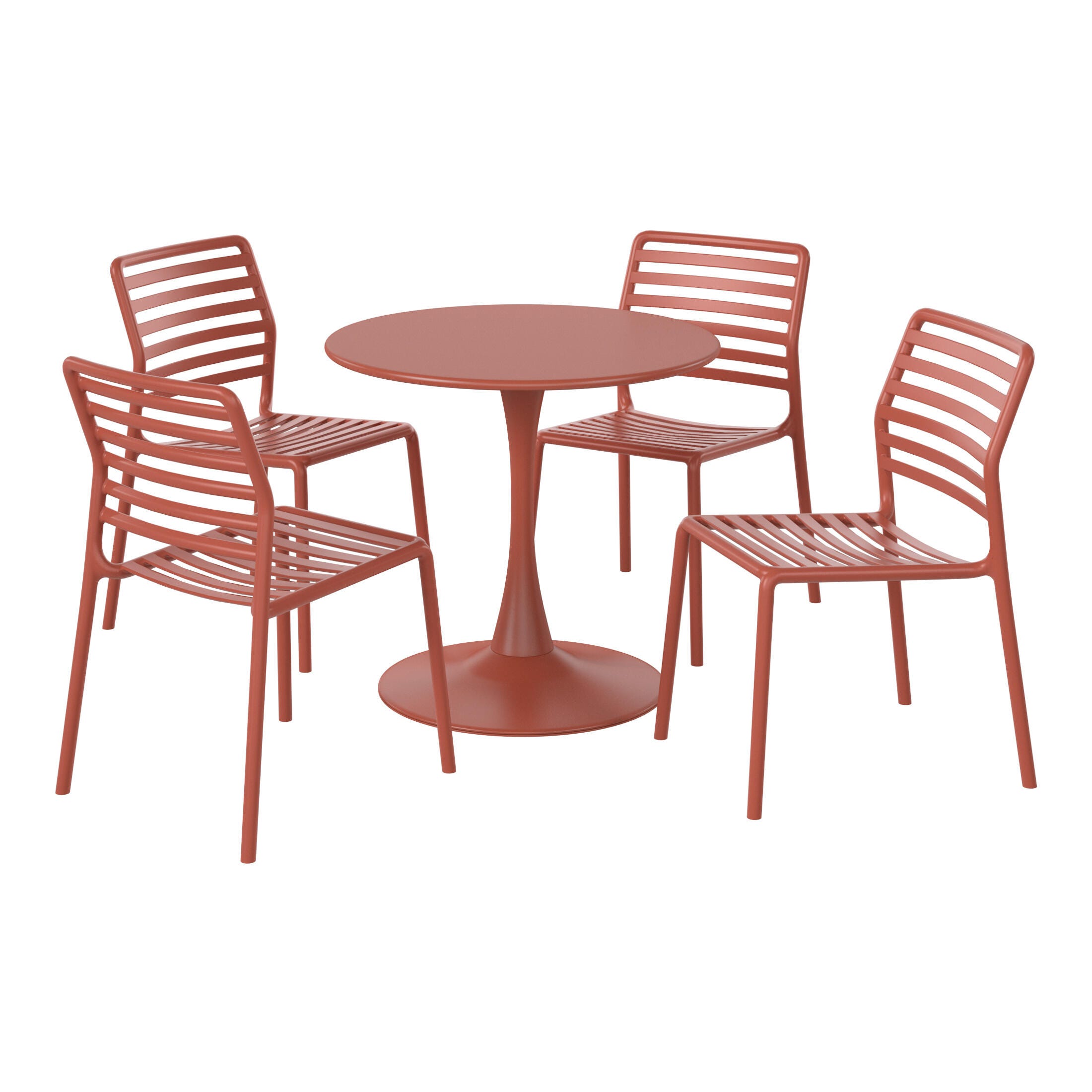 Westin Furniture Juniper Outdoor Dining Table and 4 Chairs, Red, large