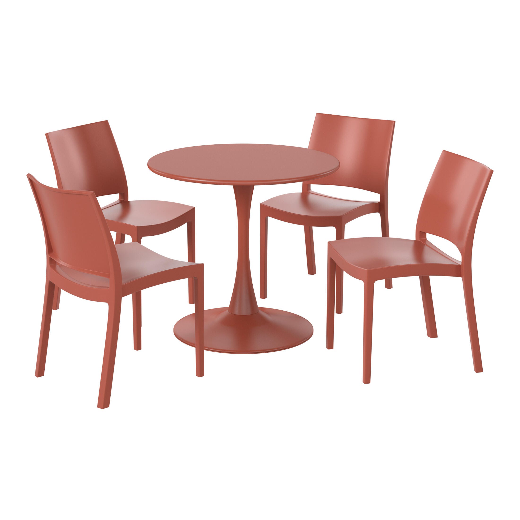 Westin Furniture Marbella Outdoor Dining Table and 4 Chairs, Red, large
