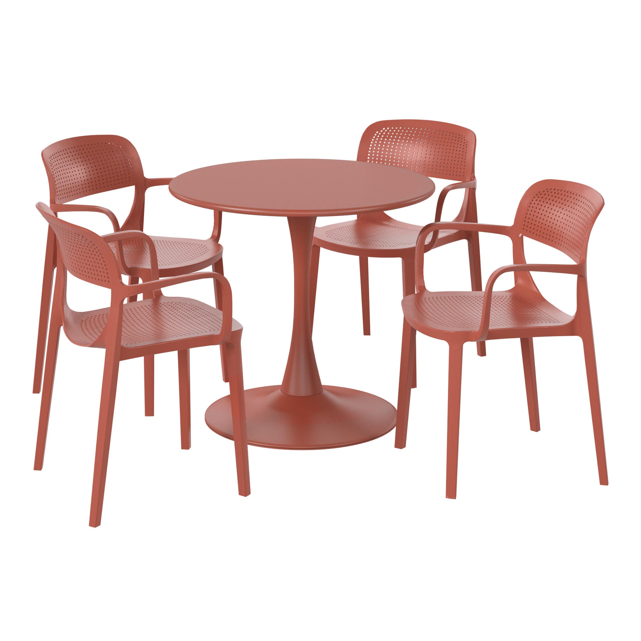 Westin Furniture Azure Outdoor Dining Table and 4 Chairs, Red, large