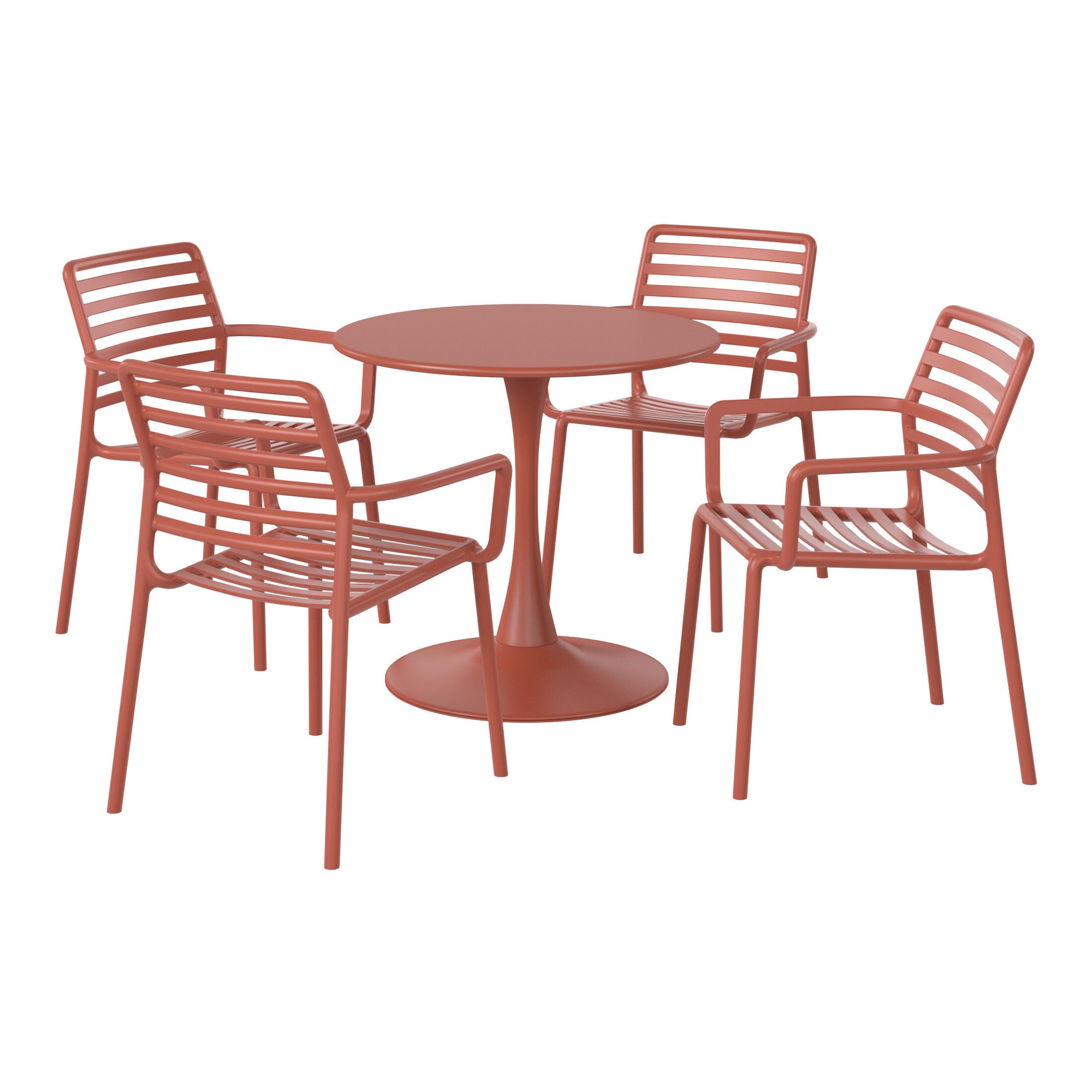 Westin Furniture Sol Outdoor Dining Table and 4 Chairs, Red, large
