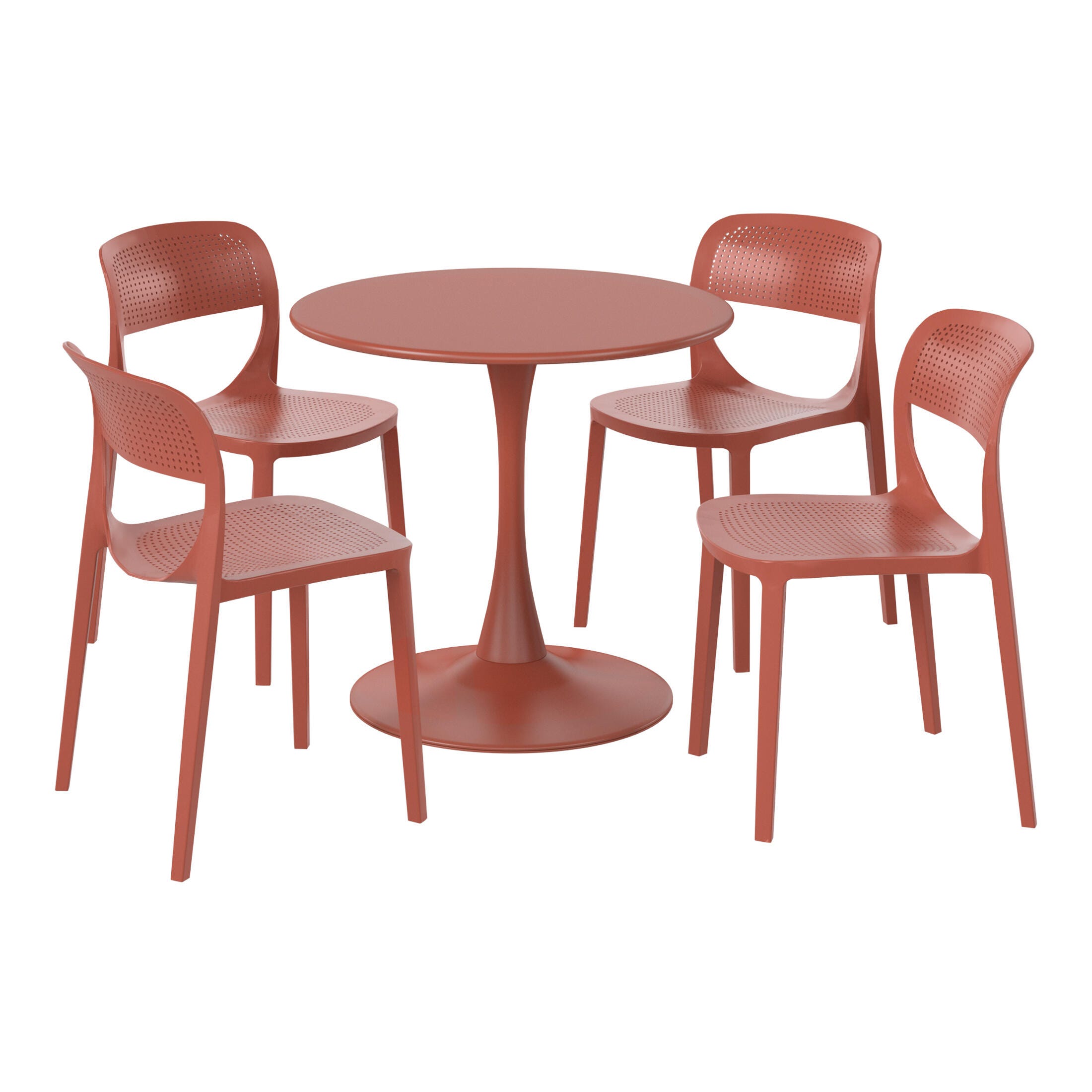 Westin Furniture Valencia Outdoor Dining Table and 4 Chairs, Red, large