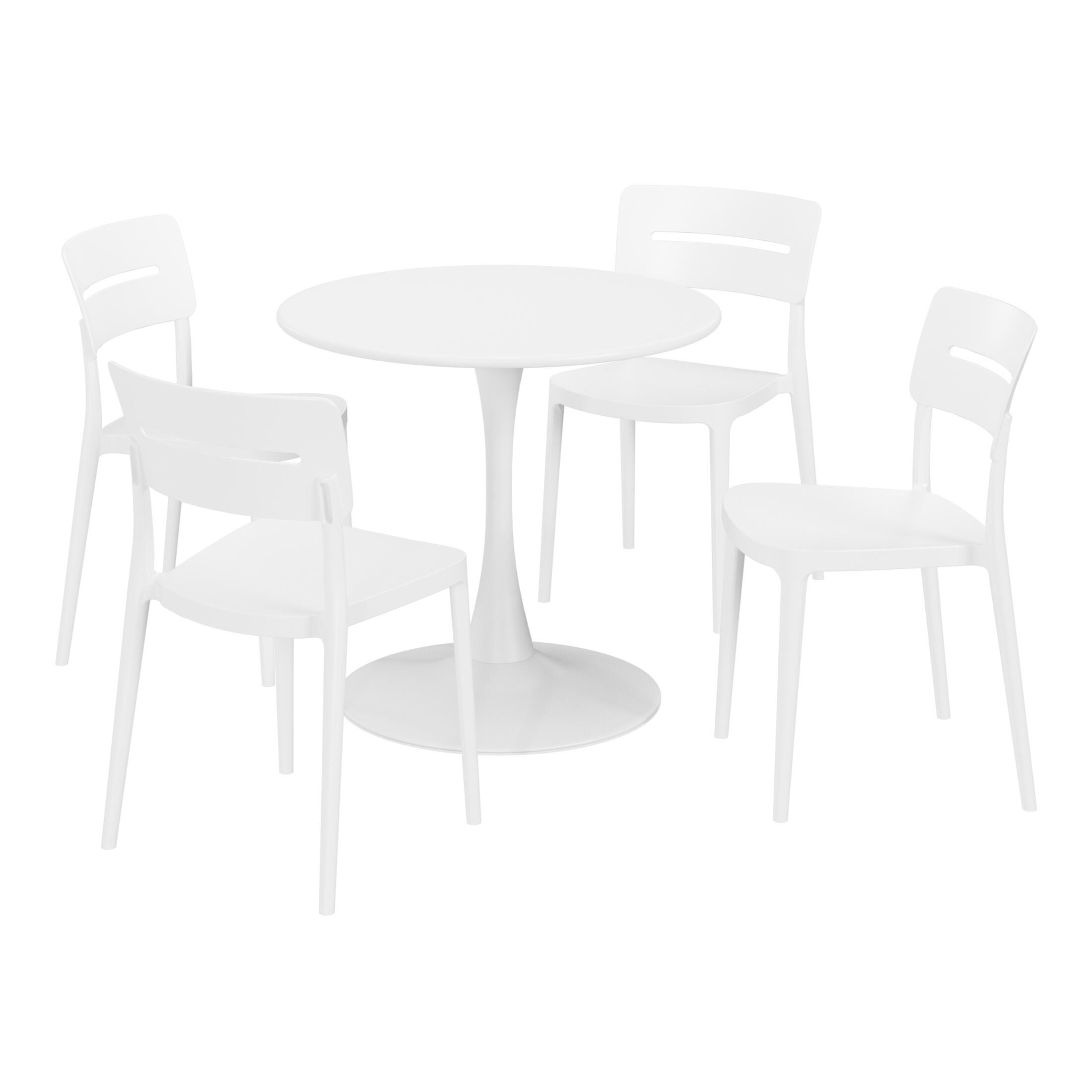Westin Furniture Meadow Solid Outdoor Dining Table and 4 Chairs, White, large