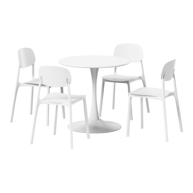Westin Furniture Sterling Outdoor Dining Table and 4 Chairs, White