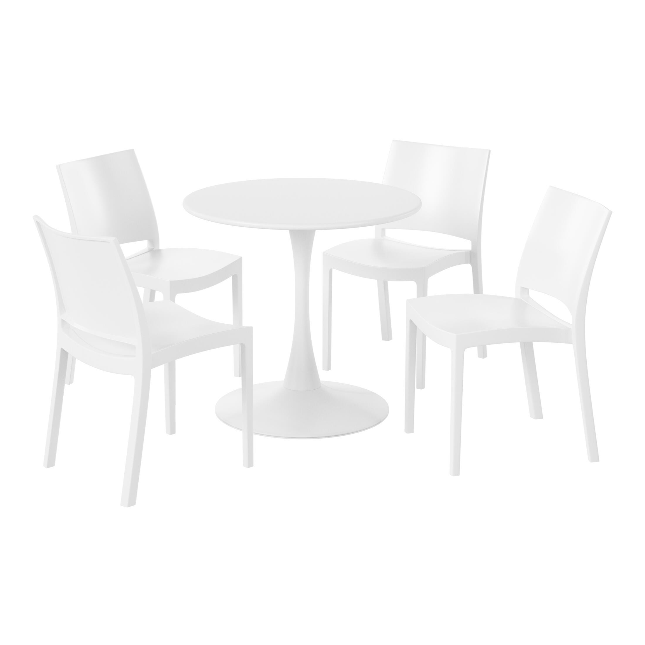 Westin Furniture Marbella Outdoor Dining Table and 4 Chairs, White, large