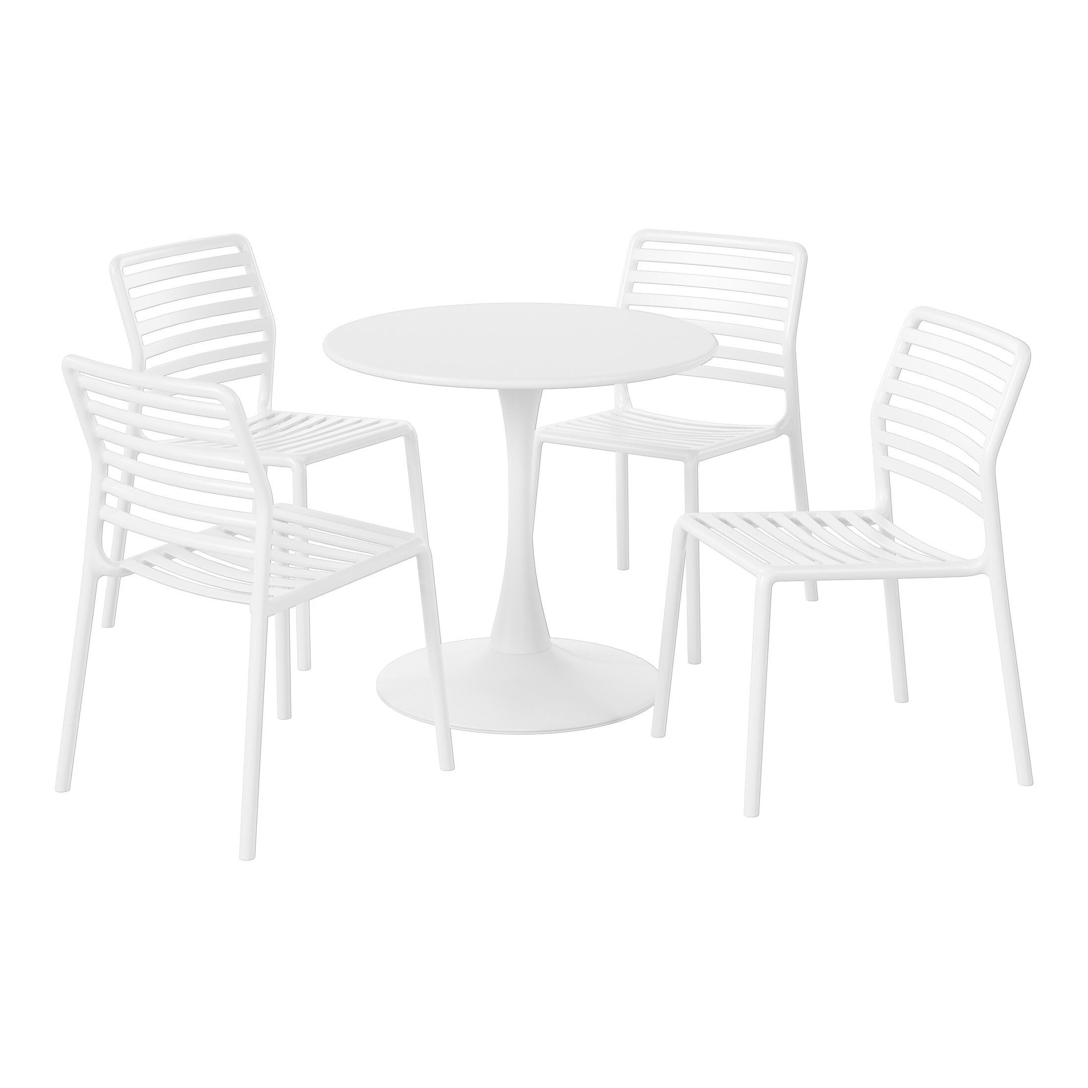 Westin Furniture Juniper Outdoor Dining Table and 4 Chairs, White, large