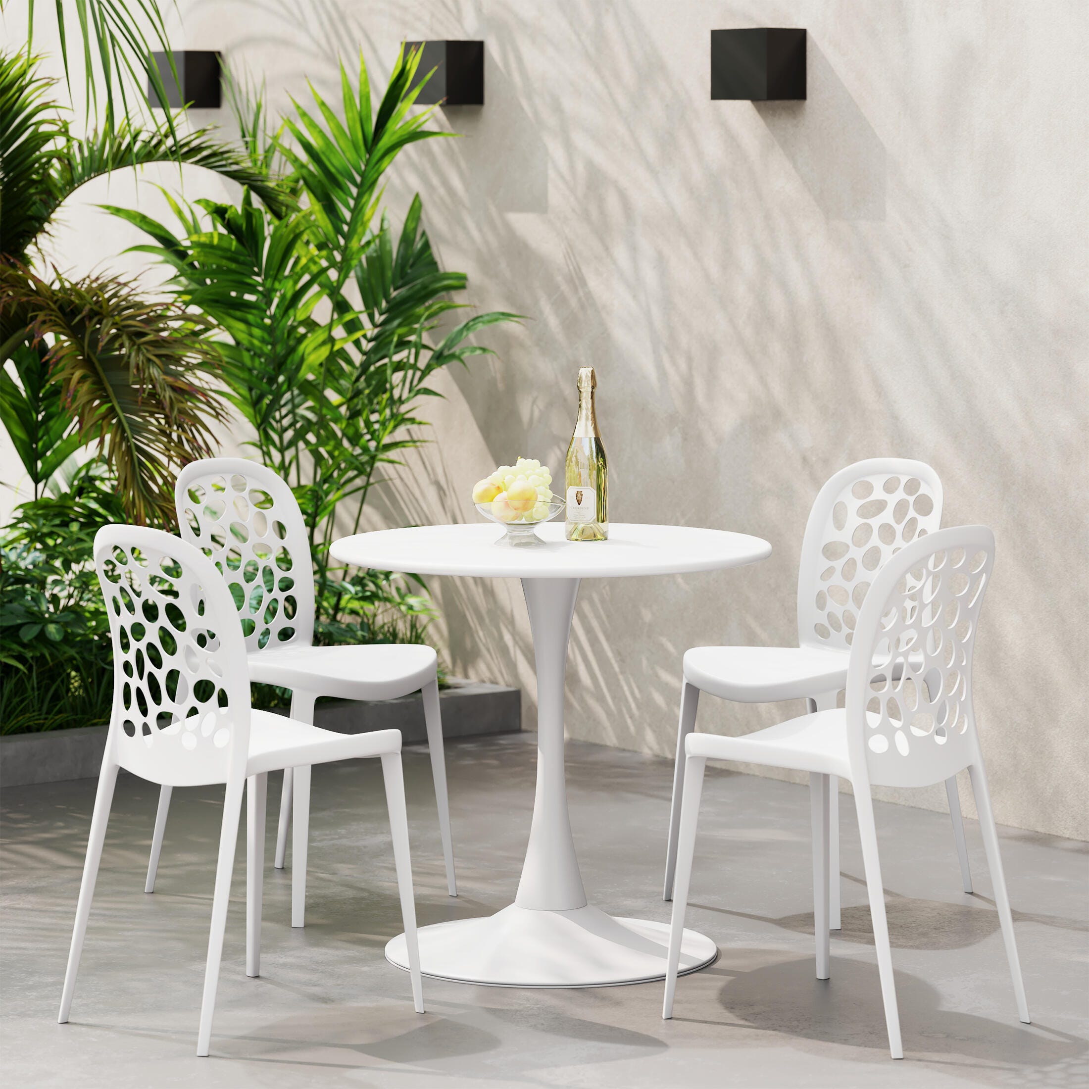 Westin Furniture Vivienne Outdoor Dining Table and 4 Chairs, White, rollover