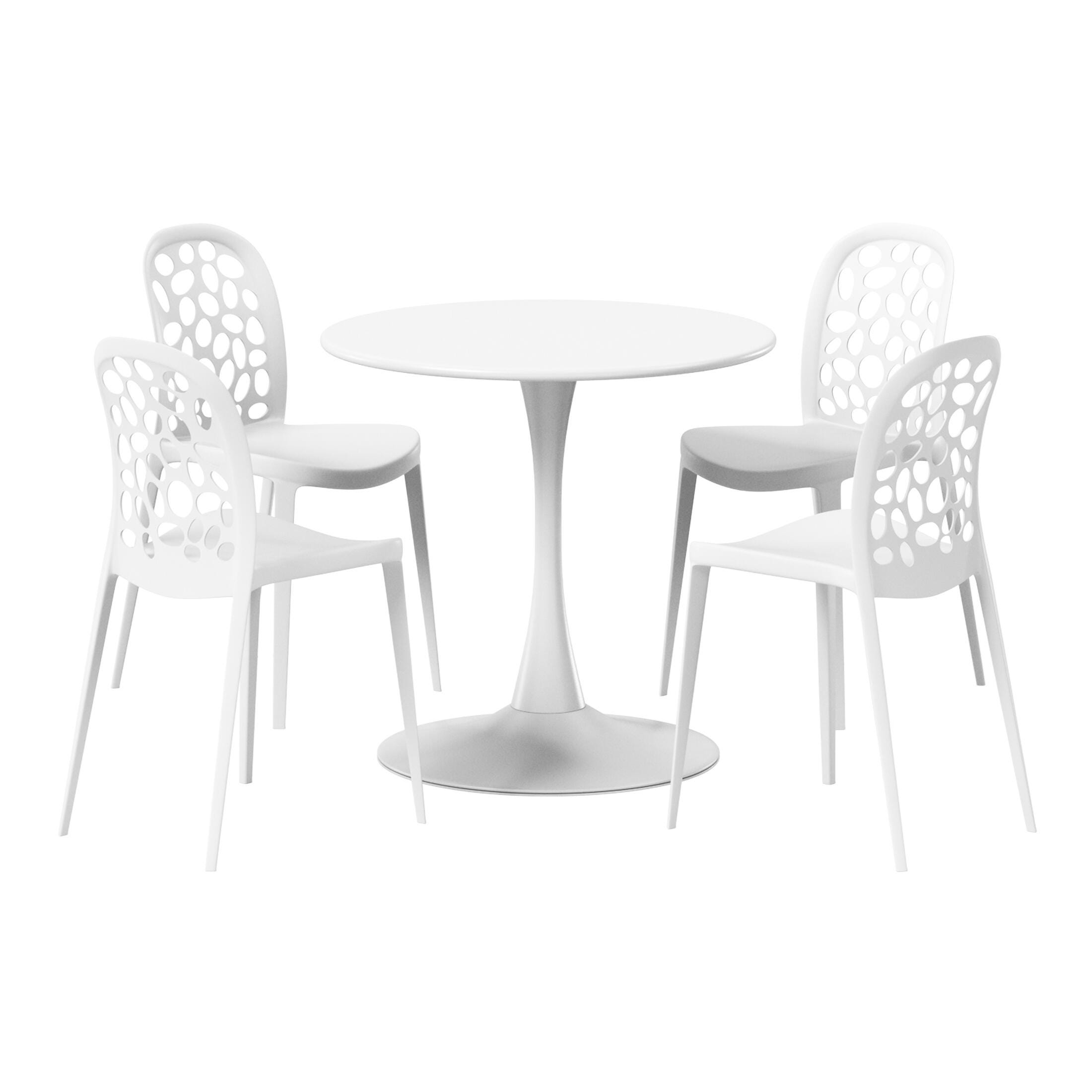 Westin Furniture Vivienne Outdoor Dining Table and 4 Chairs, White, large