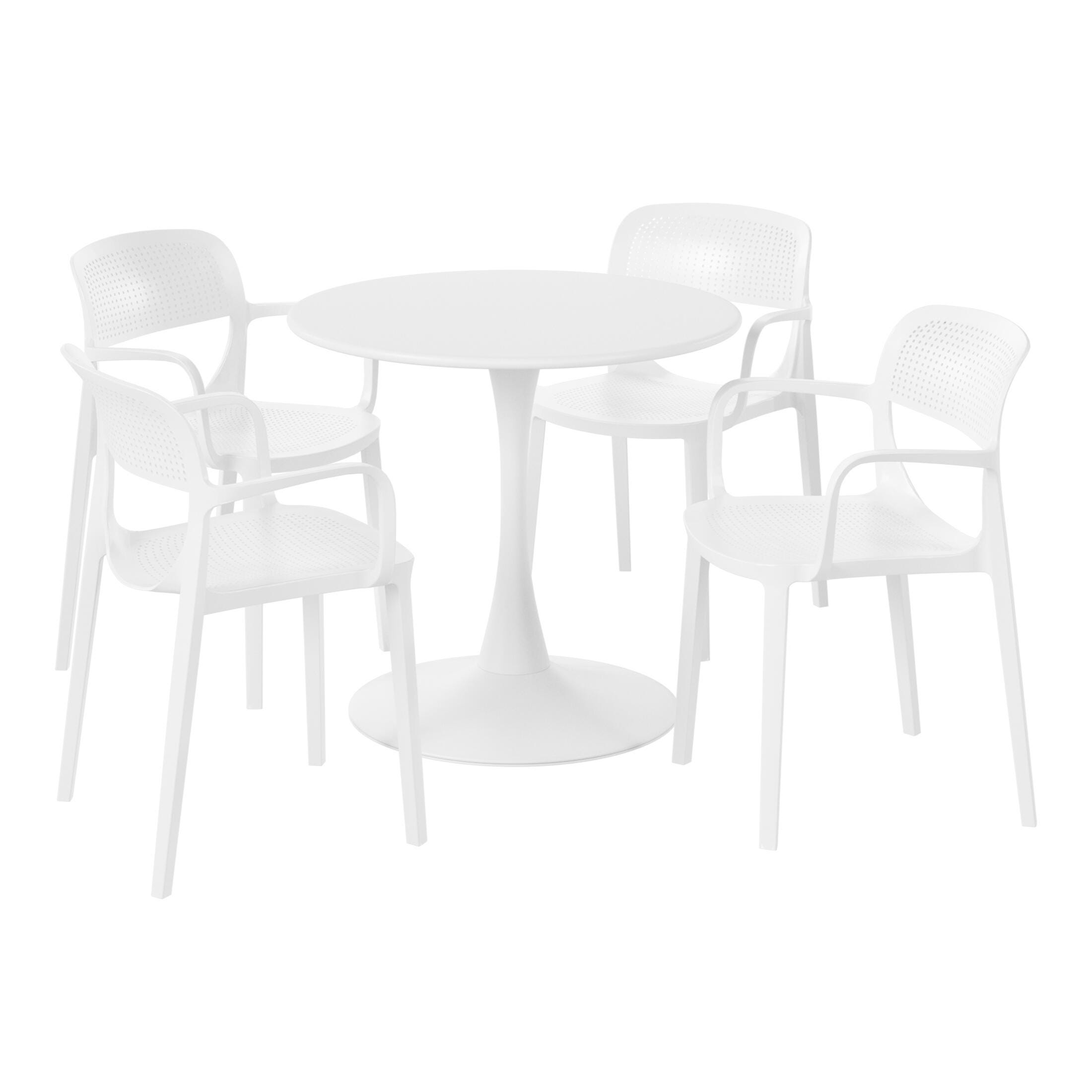 Westin Furniture Azure Outdoor Dining Table and 4 Chairs, White, large