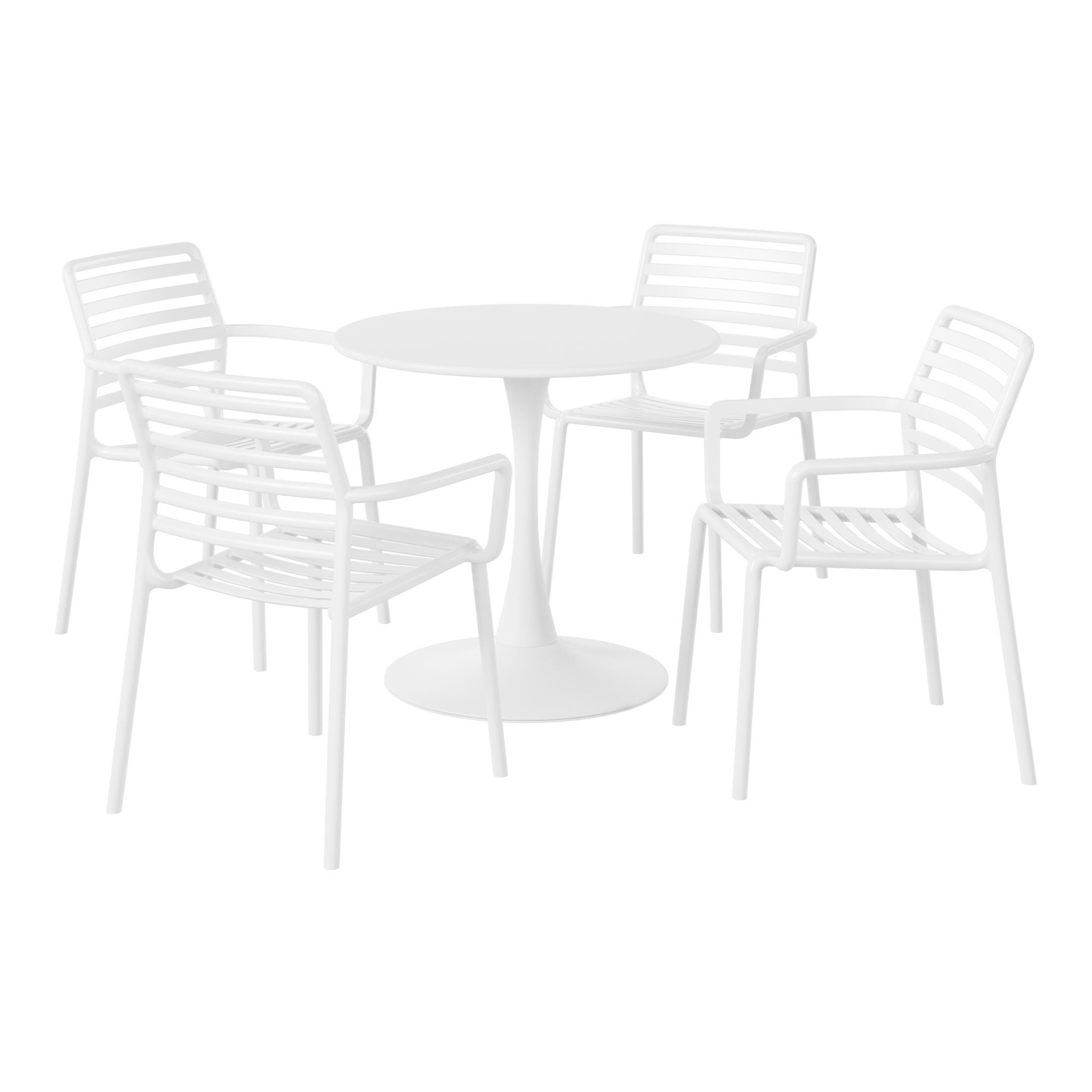 Westin Furniture Sol Outdoor Dining Table and 4 Chairs, White, large