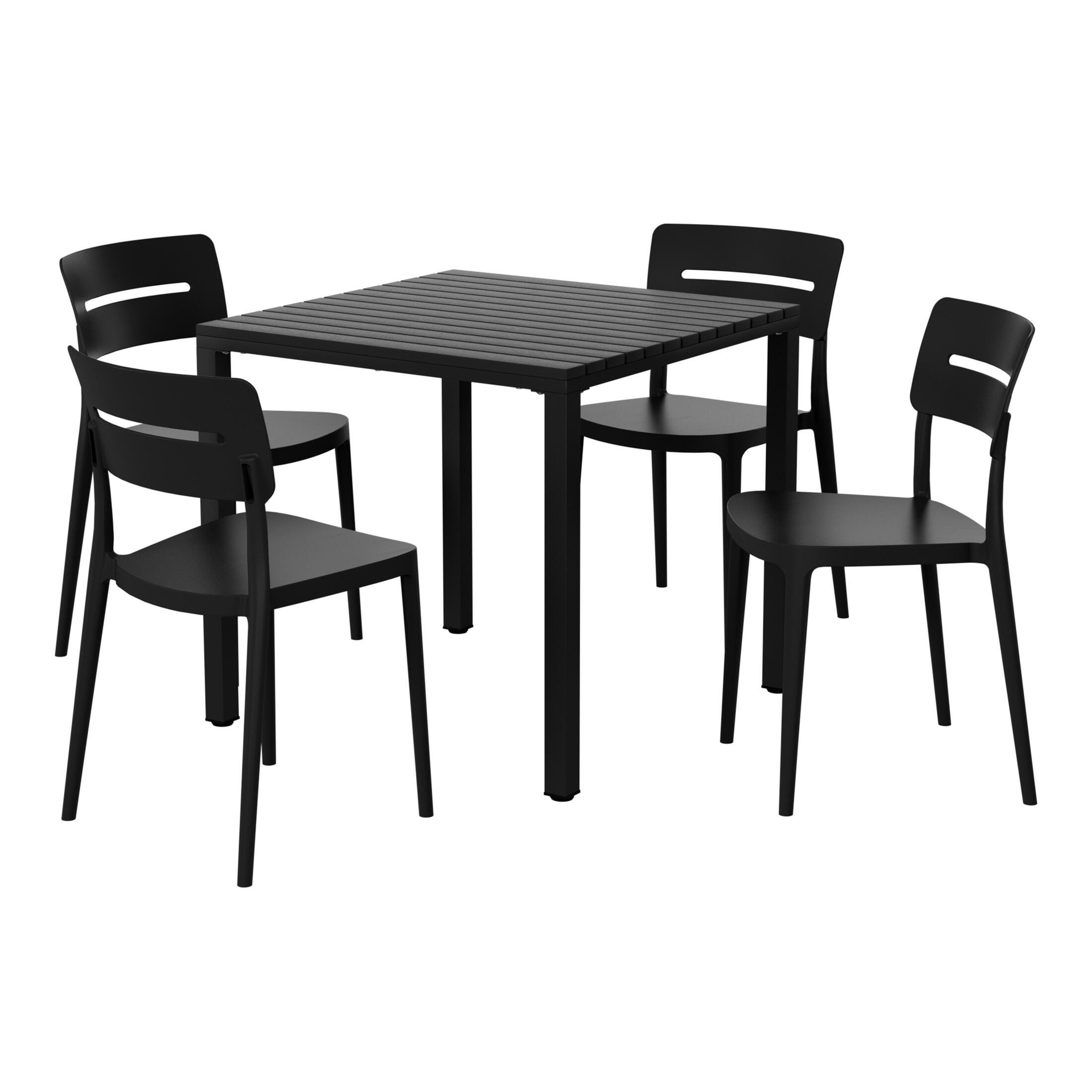 Westin Furniture Meadow Outdoor Dining Table and 4 Chairs, Black, large