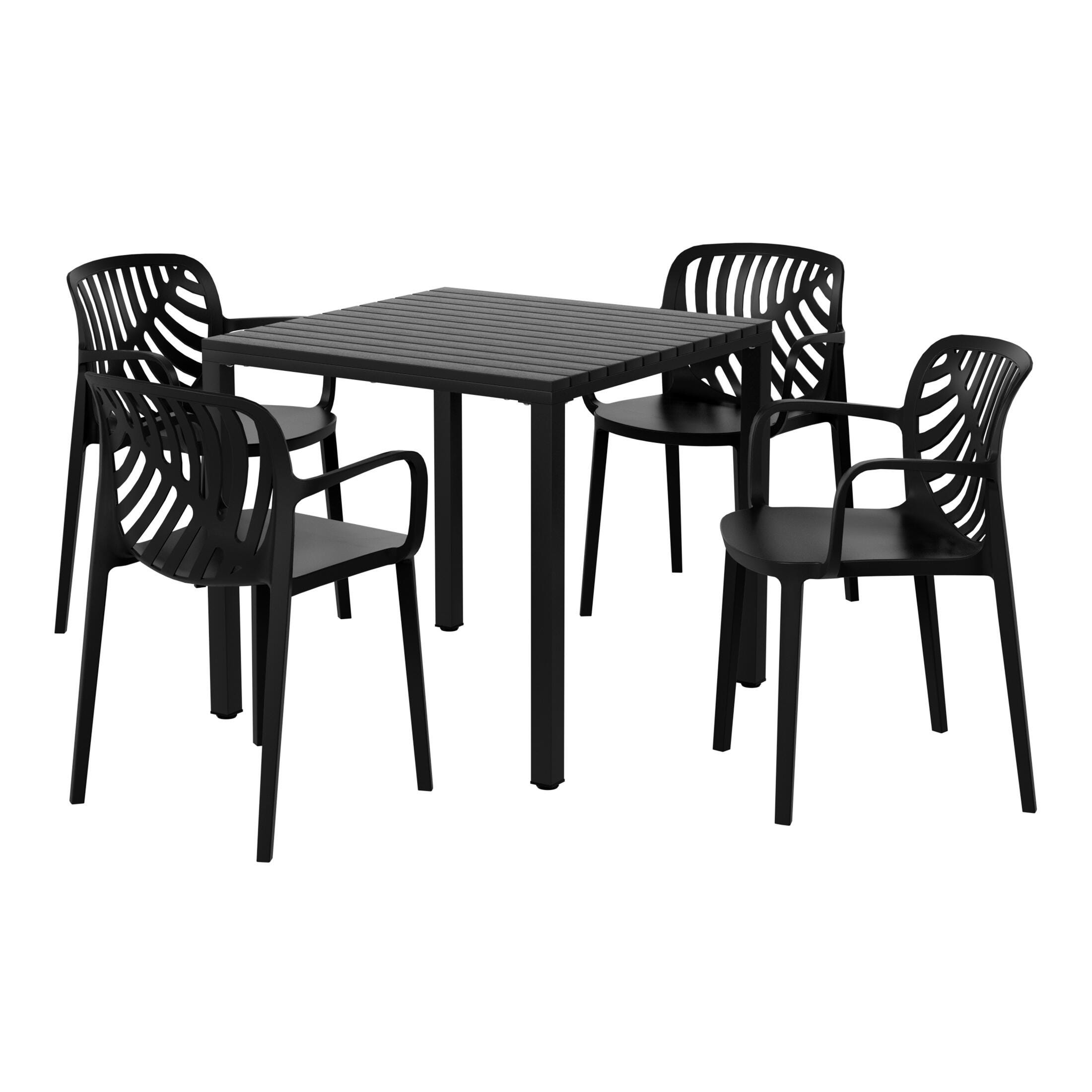 Westin Furniture Haven Outdoor Dining Table and 4 Chairs, Black, large