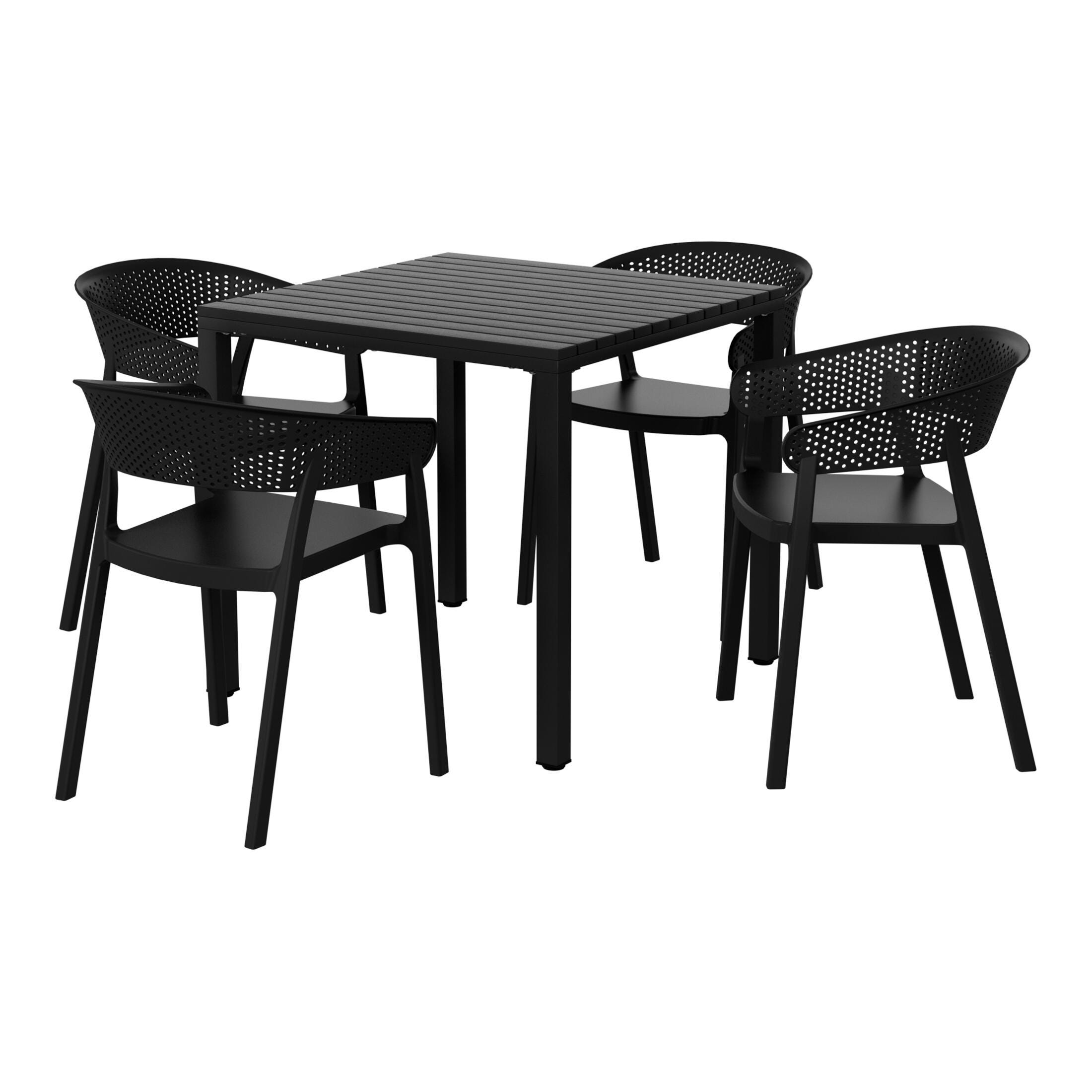 Westin Furniture Cove Outdoor Dining Table and 4 Chairs, Black, large