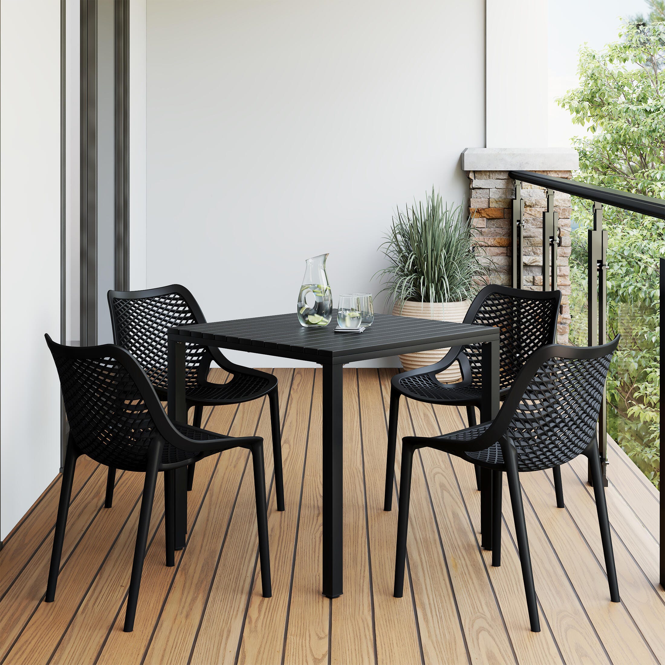 Westin Furniture Rhode Solid Outdoor Dining Table and 4 Chairs