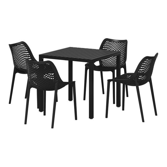 Westin Furniture Rhode Solid Outdoor Dining Table and 4 Chairs, Black
