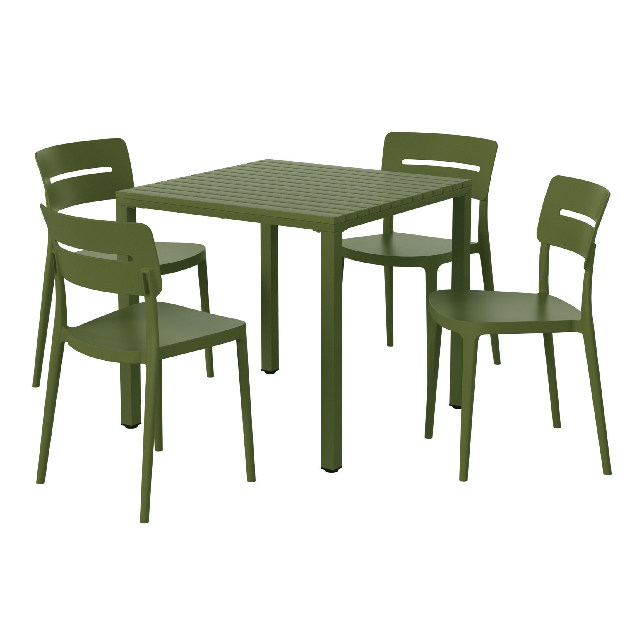 Westin Furniture Meadow Outdoor Dining Table and 4 Chairs, Olive Green, large
