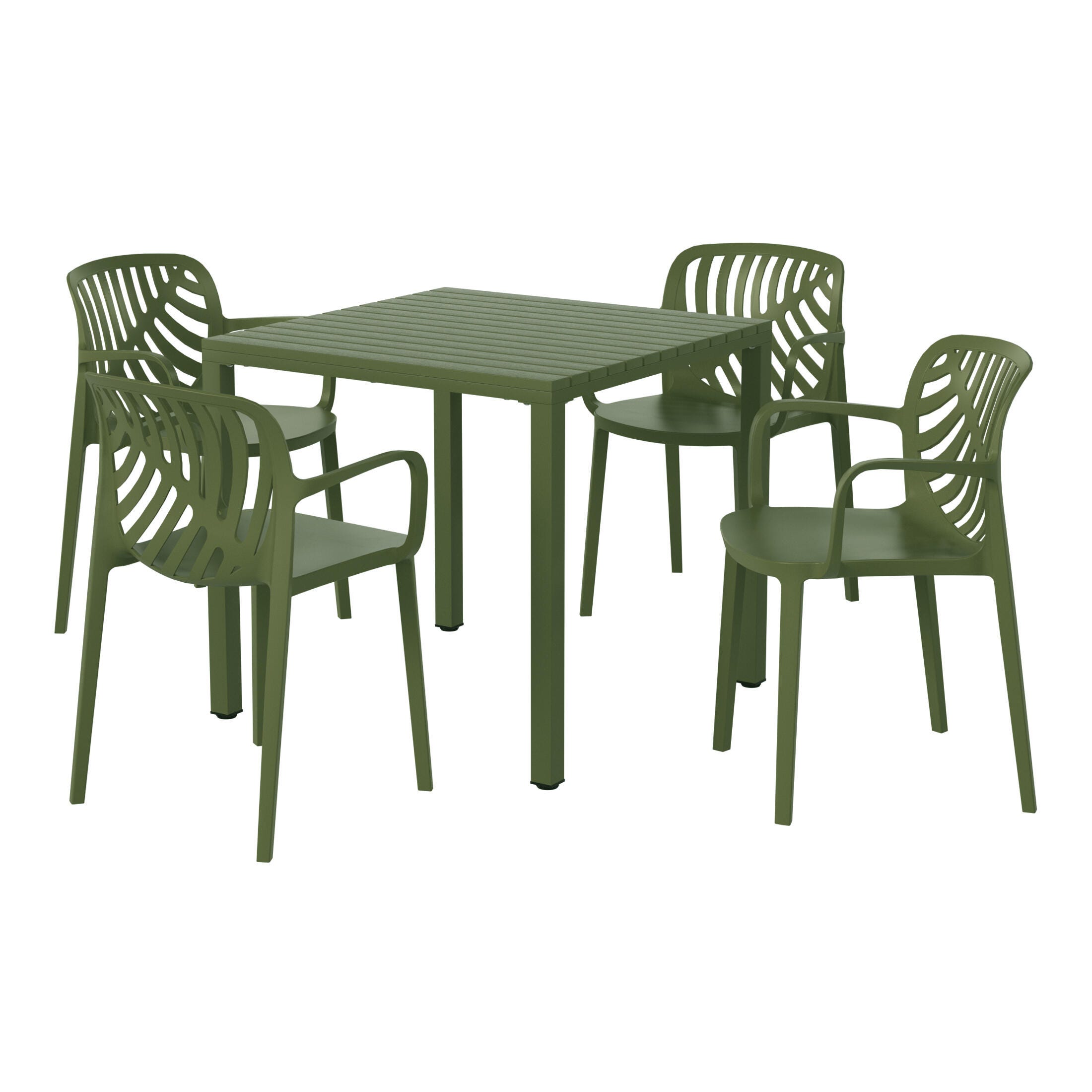 Westin Furniture Haven Outdoor Dining Table and 4 Chairs, Olive Green, large