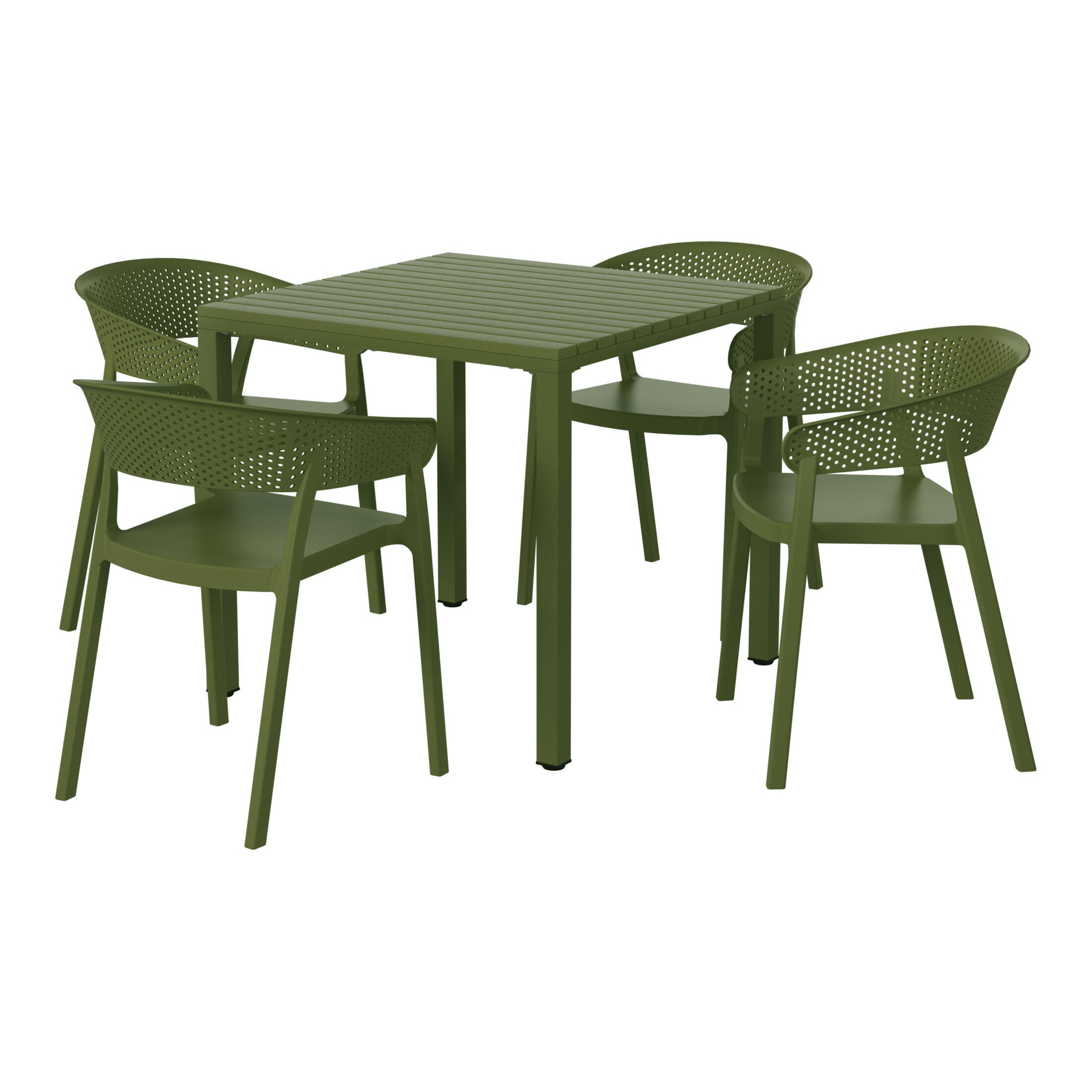 Westin Furniture Cove Outdoor Dining Table and 4 Chairs, Olive Green, large