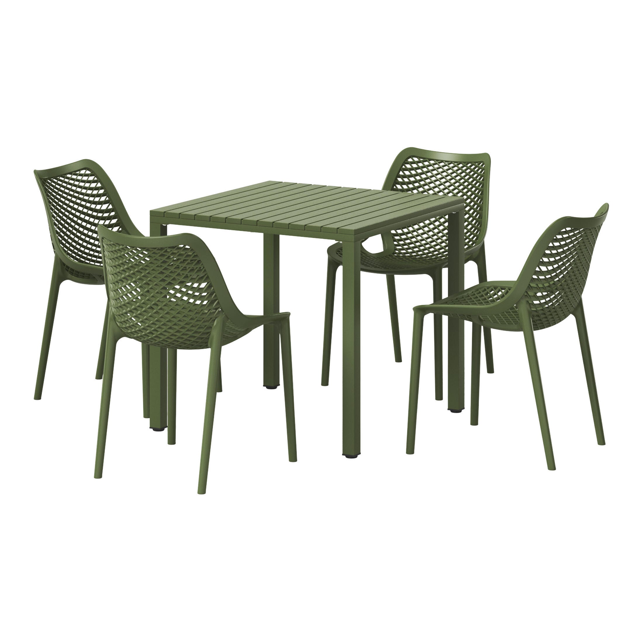 Westin Furniture Rhode Solid Outdoor Dining Table and 4 Chairs, Olive Green, large