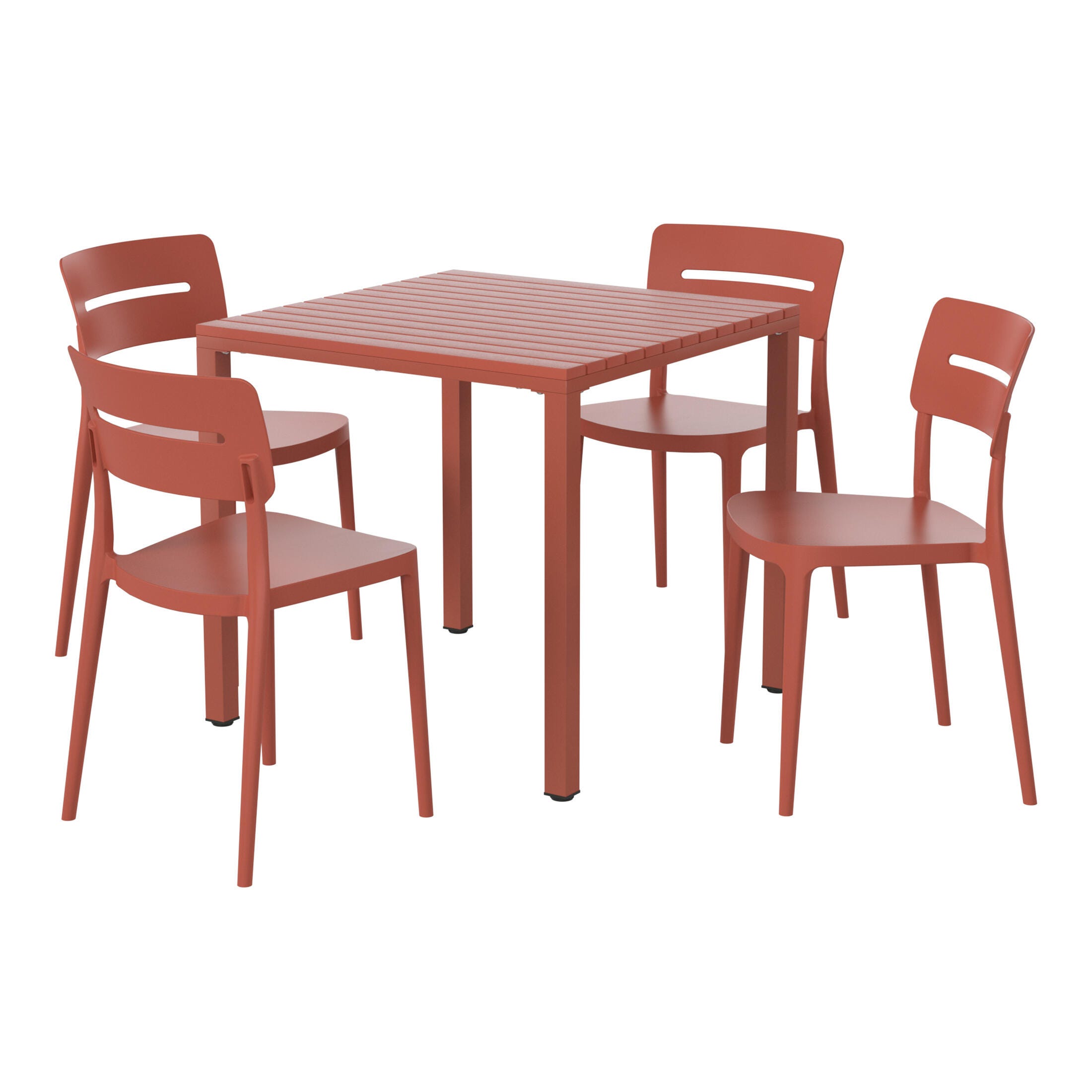 Westin Furniture Meadow Outdoor Dining Table and 4 Chairs, Red, large