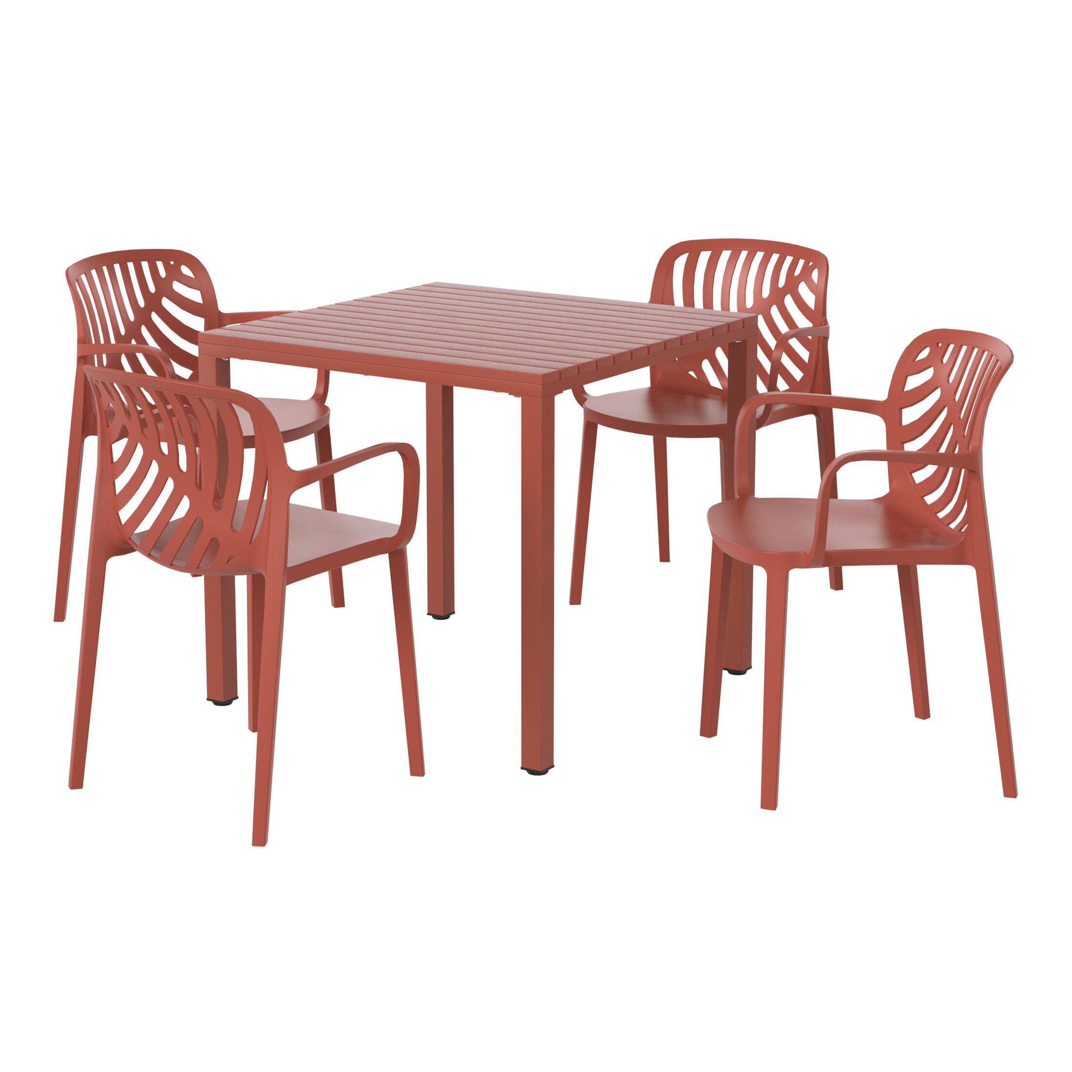 Westin Furniture Haven Outdoor Dining Table and 4 Chairs, Red, large