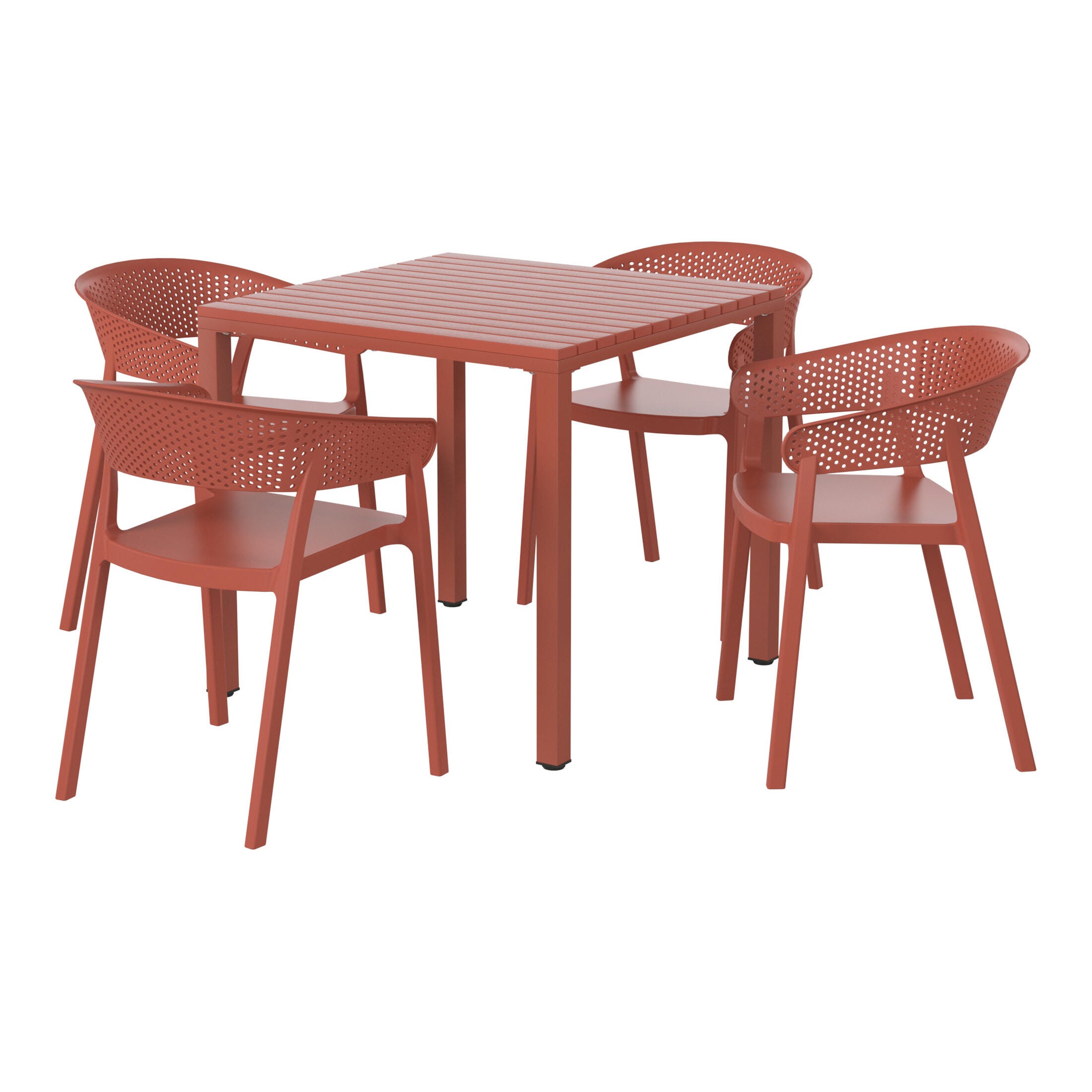Westin Furniture Cove Outdoor Dining Table and 4 Chairs, Red, large