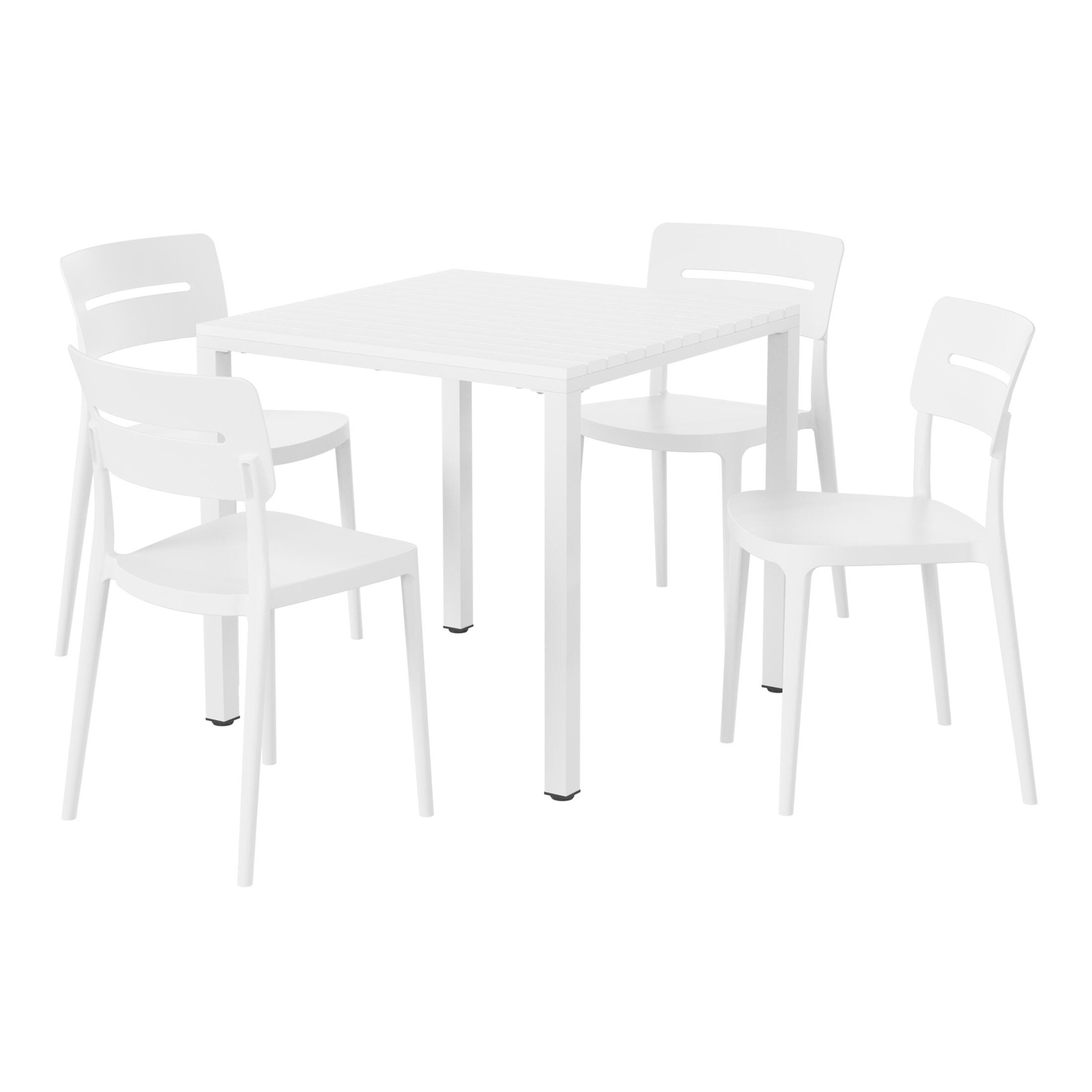 Westin Furniture Meadow Outdoor Dining Table and 4 Chairs, White, large