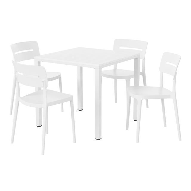 Westin Furniture Meadow Outdoor Dining Table and 4 Chairs, White
