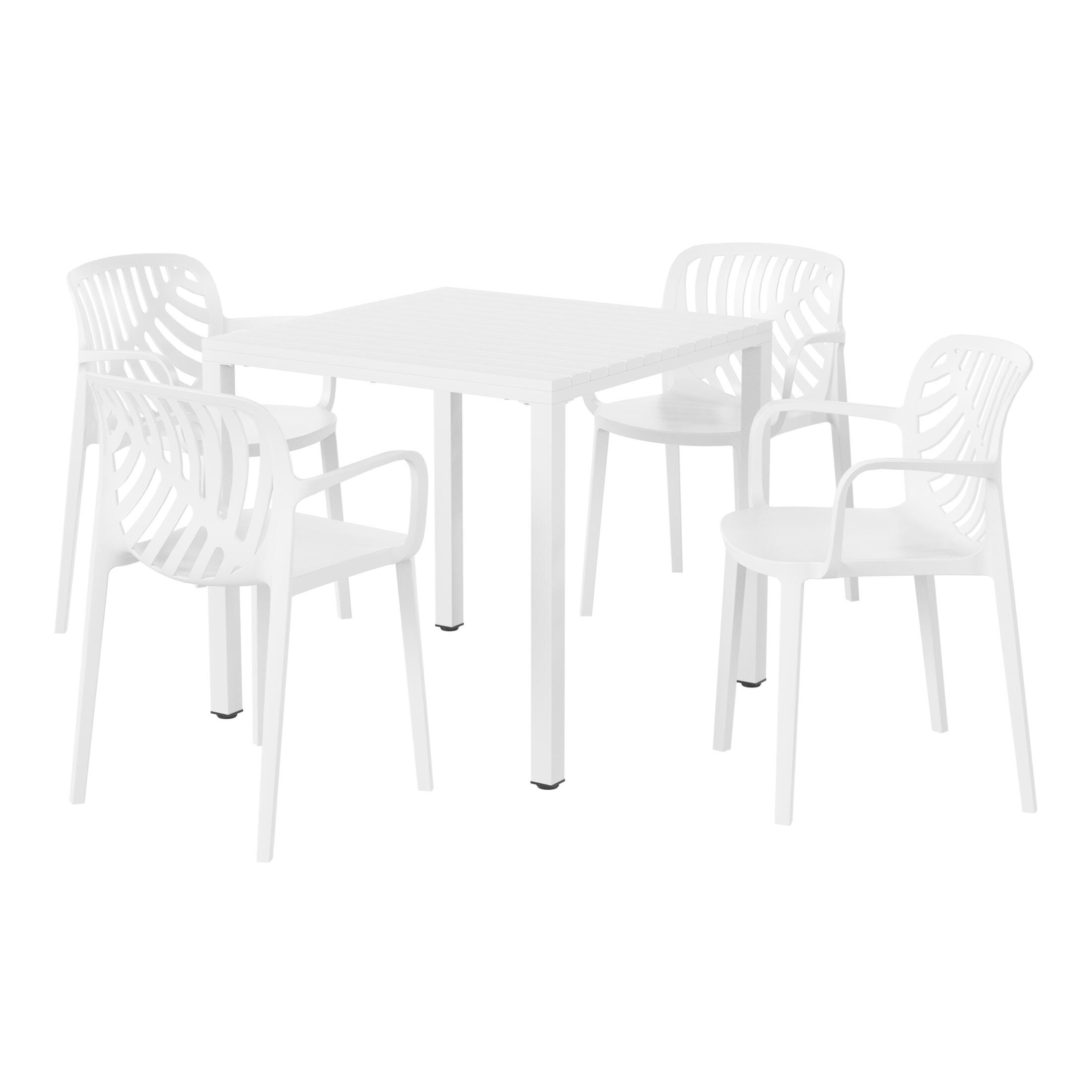 Westin Furniture Haven Outdoor Dining Table and 4 Chairs, White, large