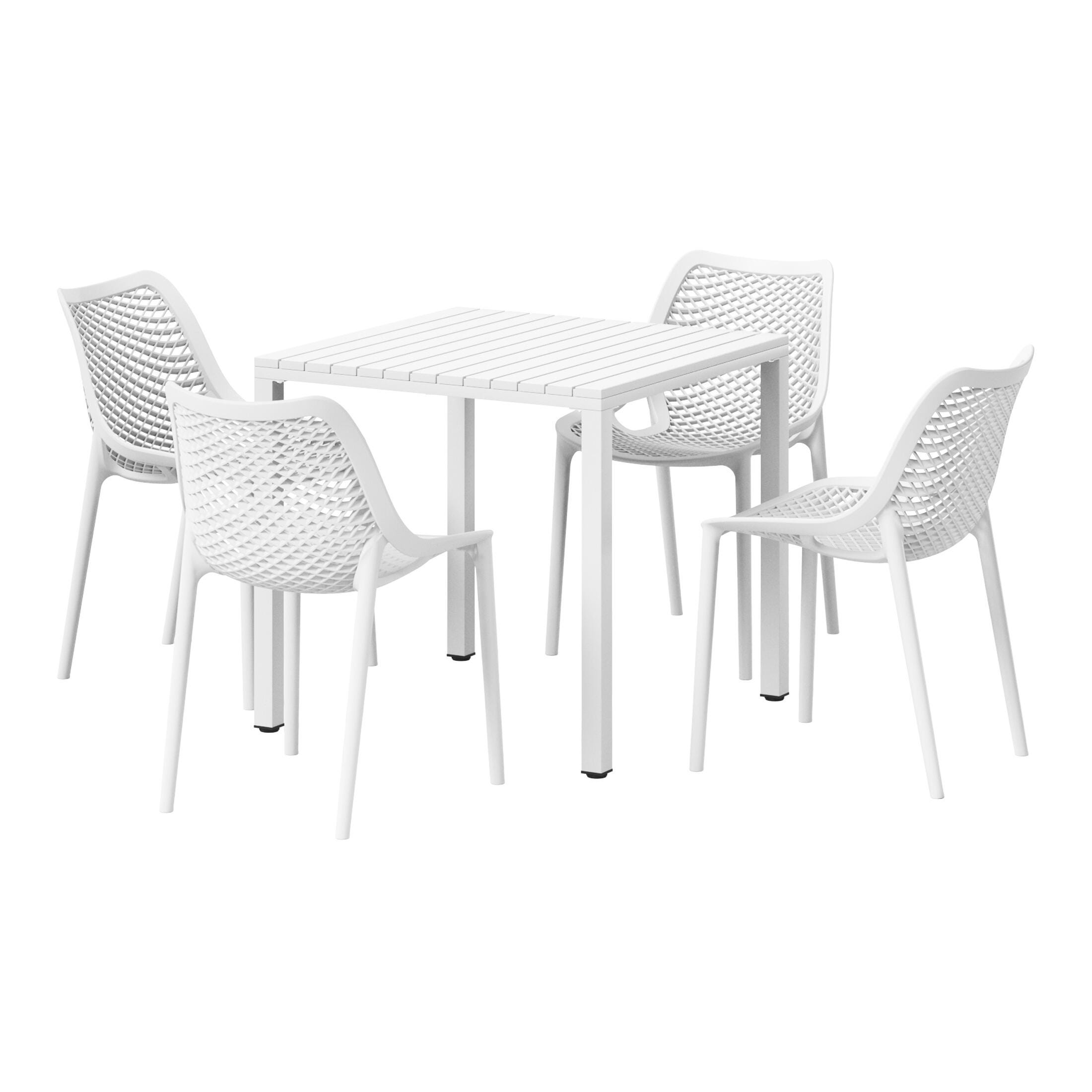 Westin Furniture Rhode Solid Outdoor Dining Table and 4 Chairs, White, large