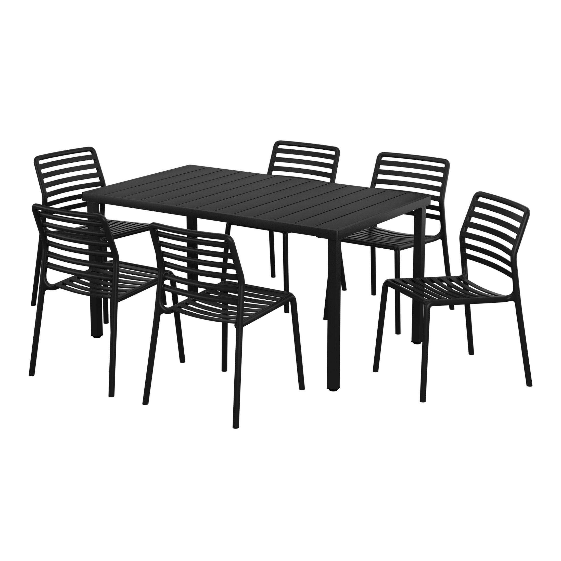 Westin Furniture Juniper Outdoor Dining Table and 6 Chairs, Black, large