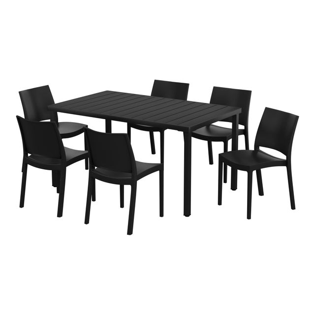 Westin Furniture Marbella Outdoor Dining Table and 6 Chairs, Black