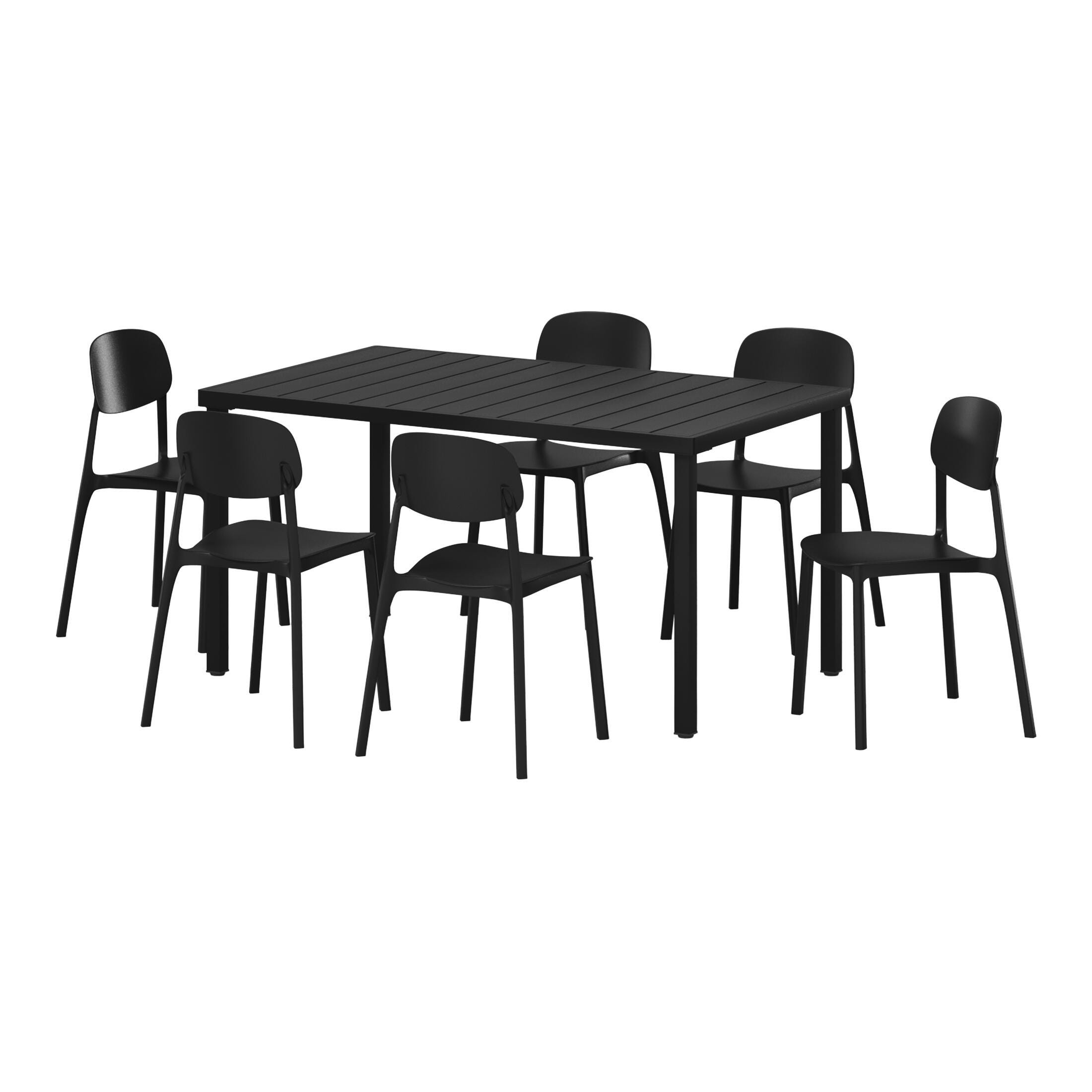 Westin Furniture Sterling Outdoor Dining Table and 6 Chairs, Black, large