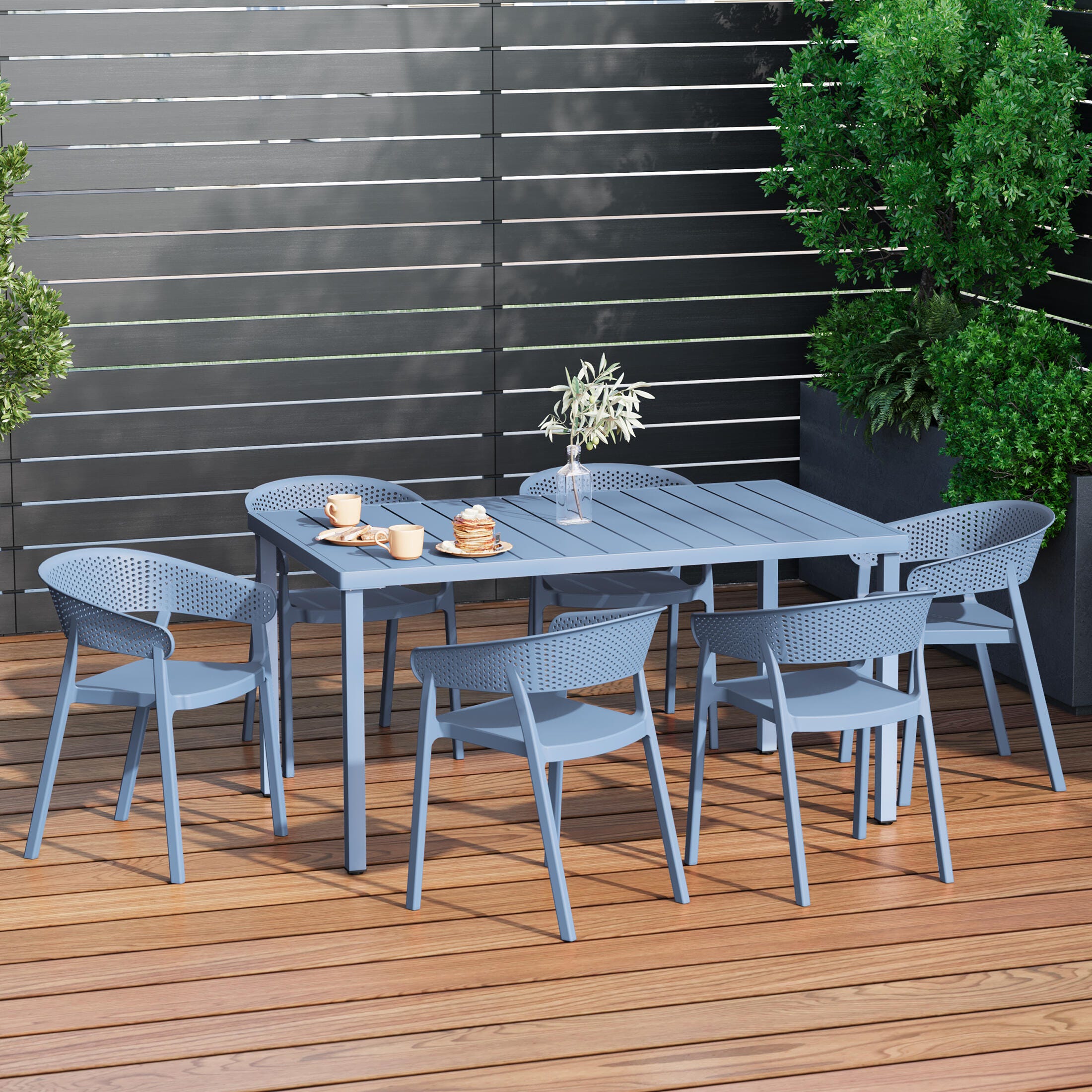 Westin Furniture Cove Outdoor Dining Table and 6 Chairs, French Blue, rollover