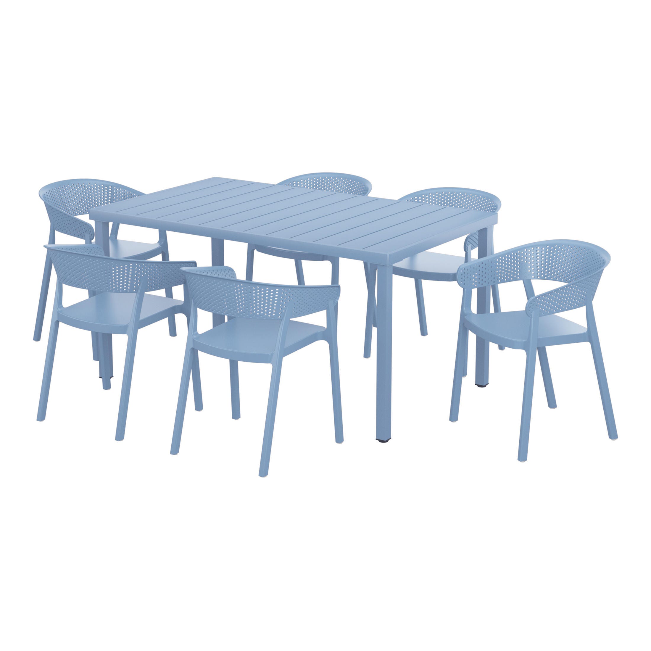 Westin Furniture Cove Outdoor Dining Table and 6 Chairs, French Blue, large